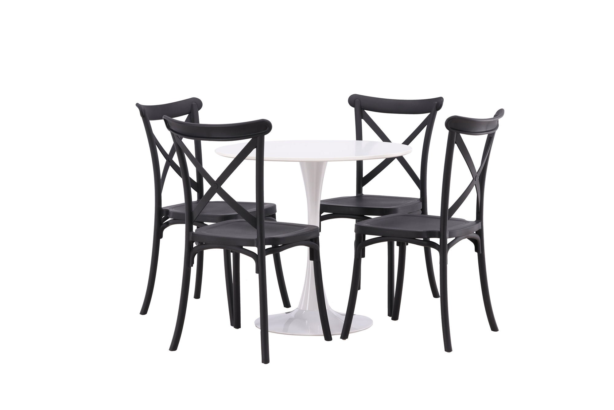 Venture Home Hamden spisebord - White MDF+Crosett Spisebordsstol - Matte Black / Matte Black Plastic_4