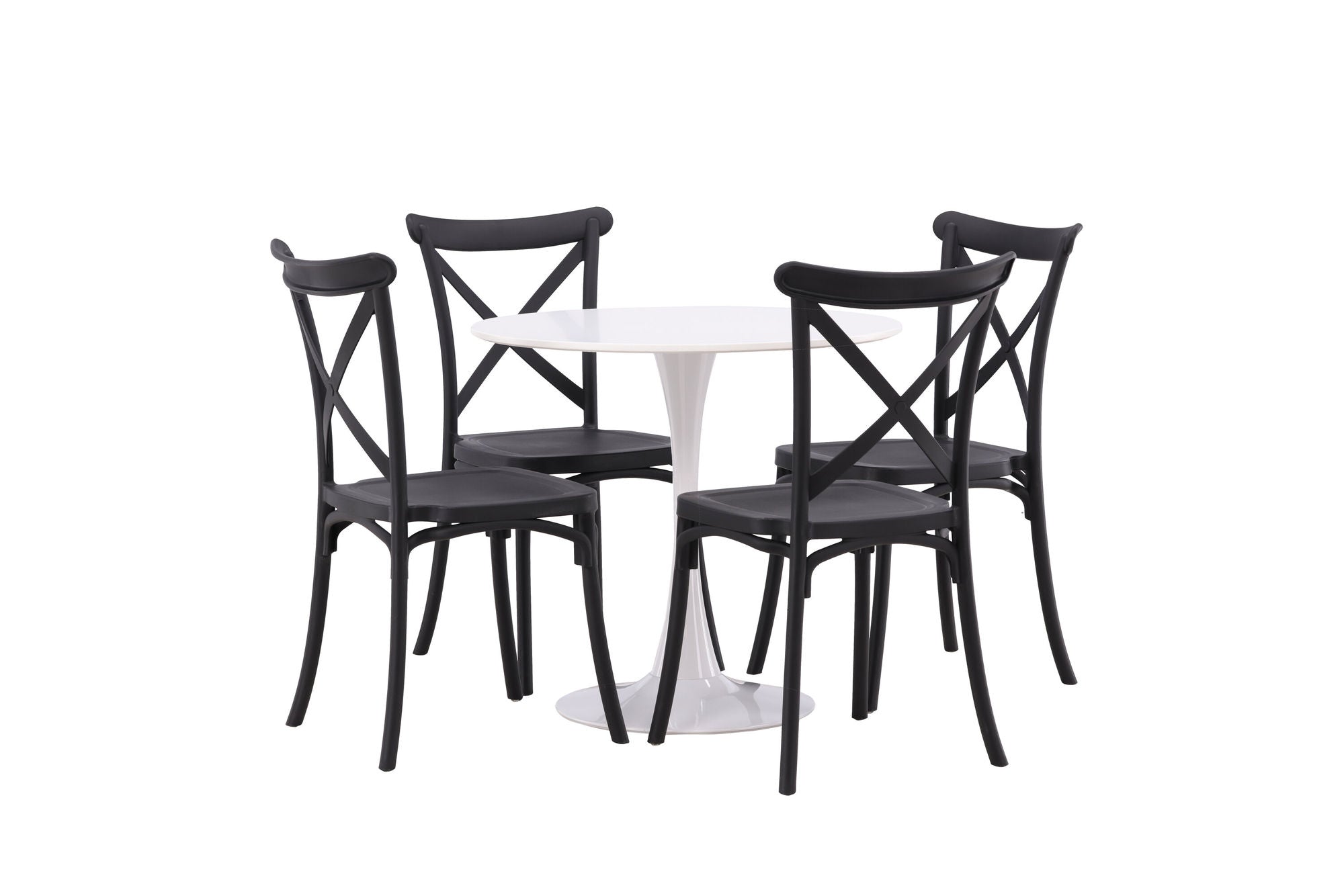 Venture Home Hamden spisebord - White MDF+Crosett Spisebordsstol - Matte Black / Matte Black Plastic_4