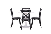 Venture Home Hamden spisebord - White MDF+Crosett Spisebordsstol - Matte Black / Matte Black Plastic_4
