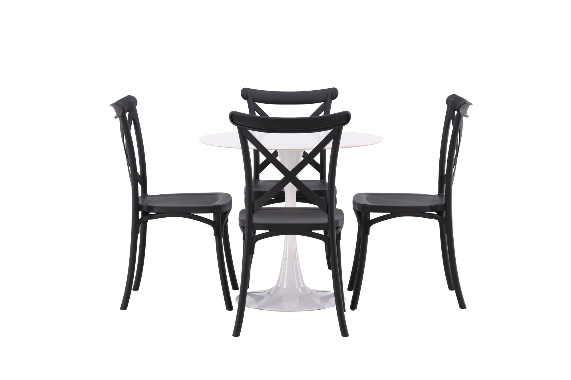 Venture Home Hamden spisebord - White MDF+Crosett Spisebordsstol - Matte Black / Matte Black Plastic_4