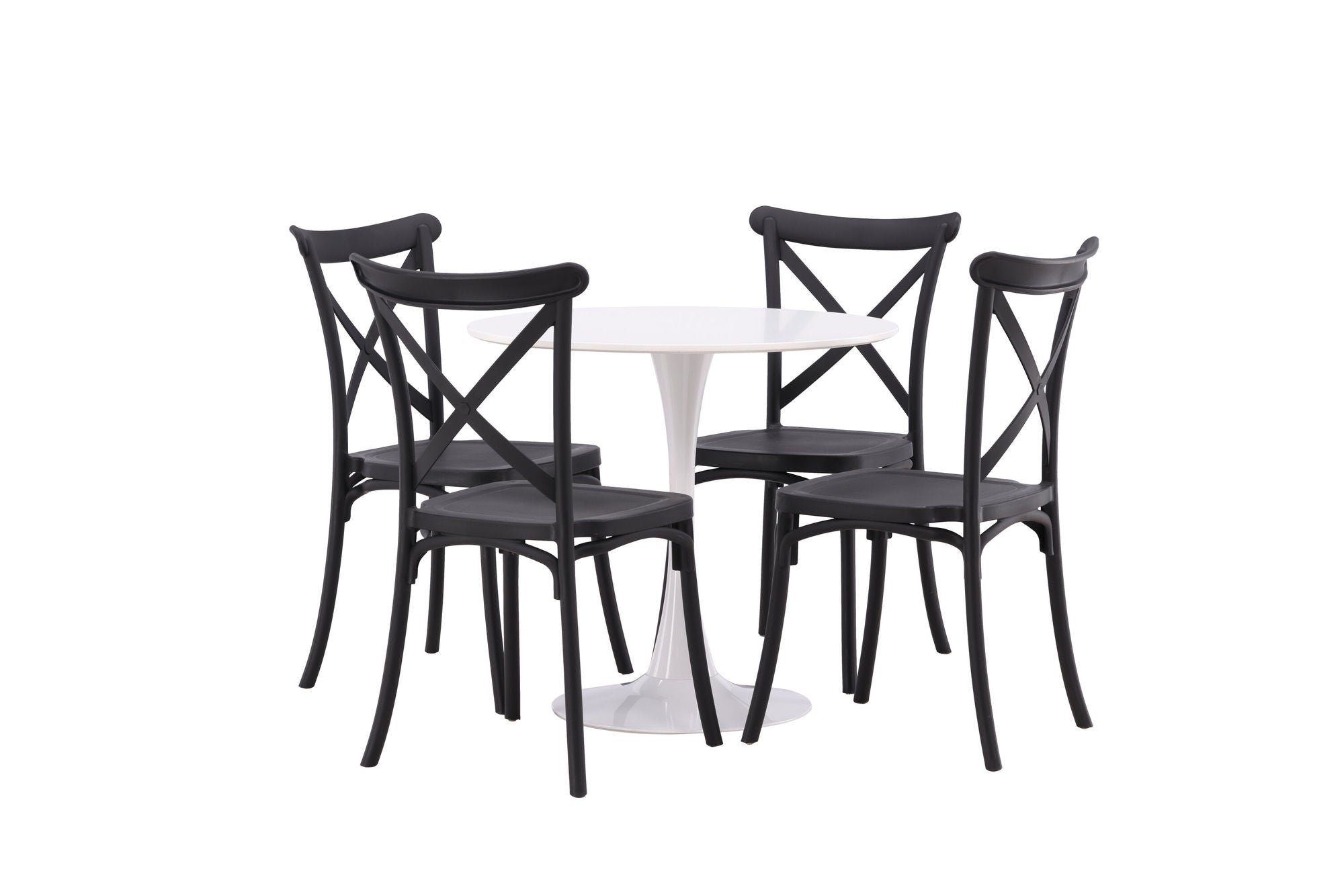 Venture Home Hamden spisebord - White MDF+Crosett Spisebordsstol - Matte Black / Matte Black Plastic_4