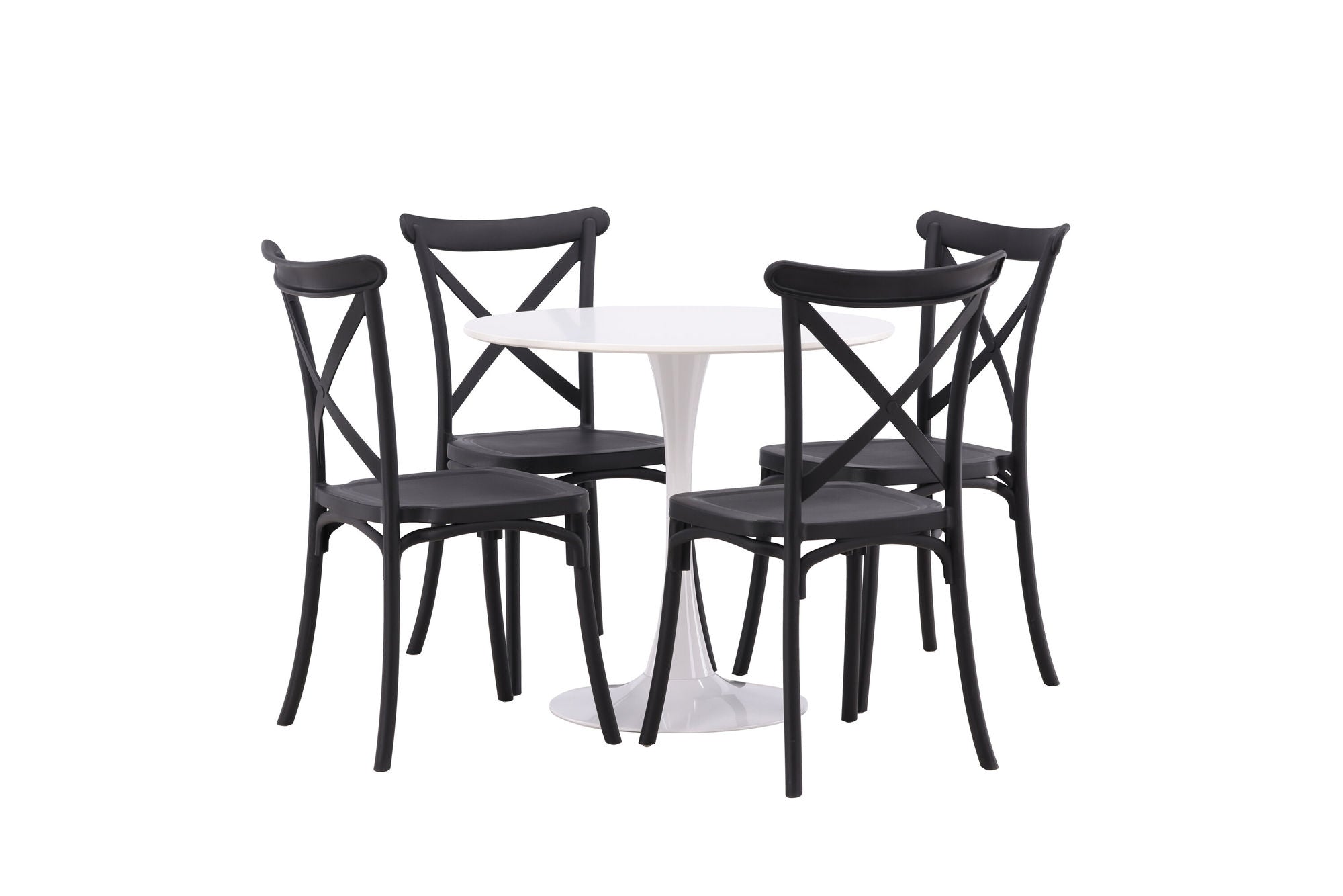Venture Home Hamden spisebord - White MDF+Crosett Spisebordsstol - Matte Black / Matte Black Plastic_4
