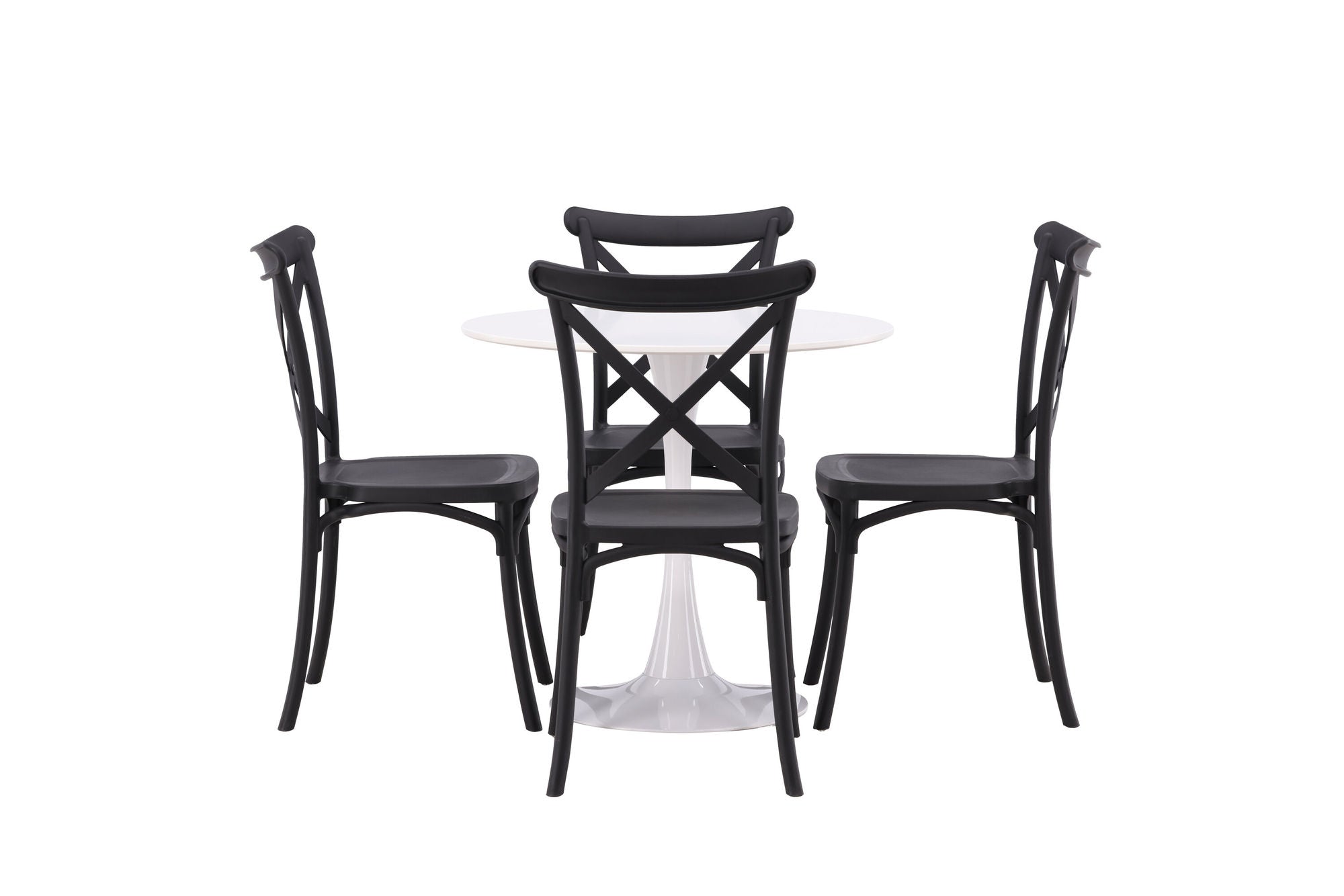 Venture Home Hamden spisebord - White MDF+Crosett Spisebordsstol - Matte Black / Matte Black Plastic_4