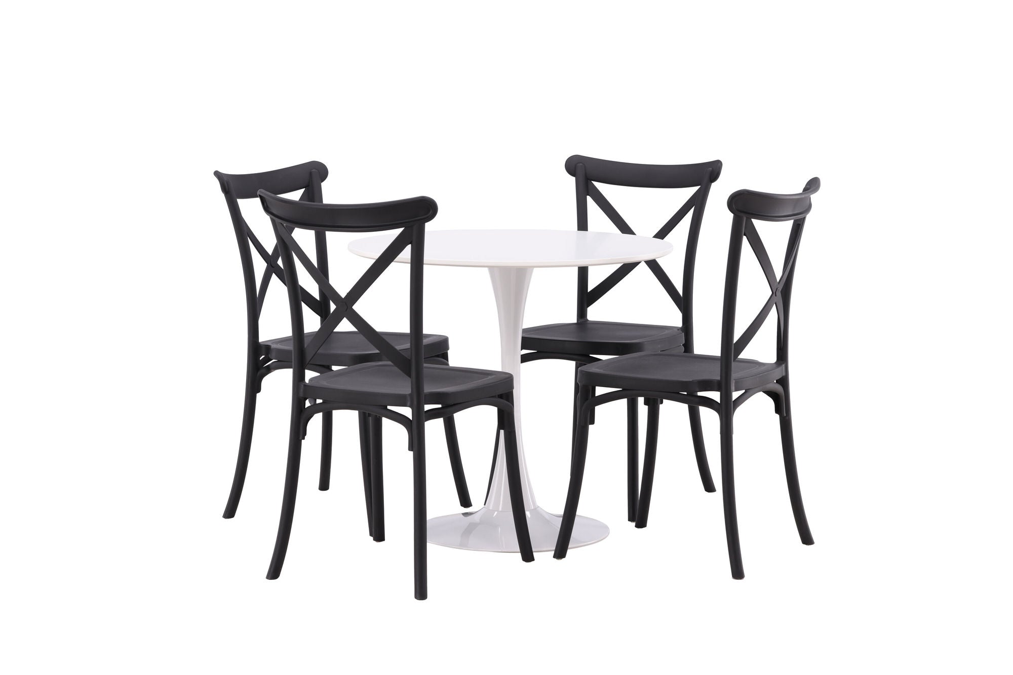 Venture Home Hamden spisebord - White MDF+Crosett Spisebordsstol - Matte Black / Matte Black Plastic_4