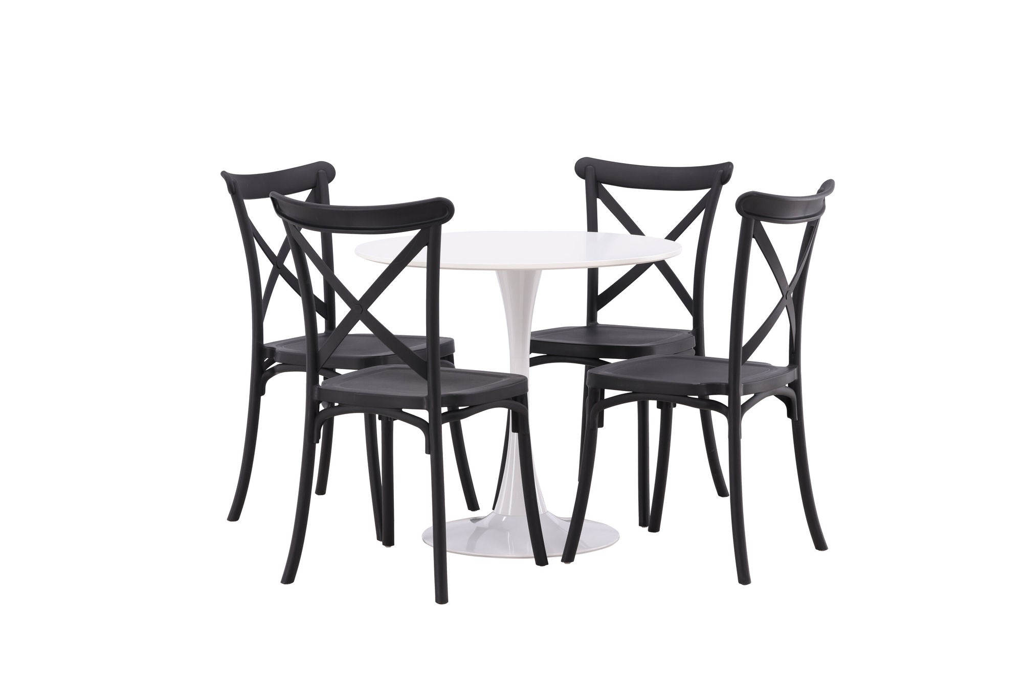 Venture Home Hamden spisebord - White MDF+Crosett Spisebordsstol - Matte Black / Matte Black Plastic_4