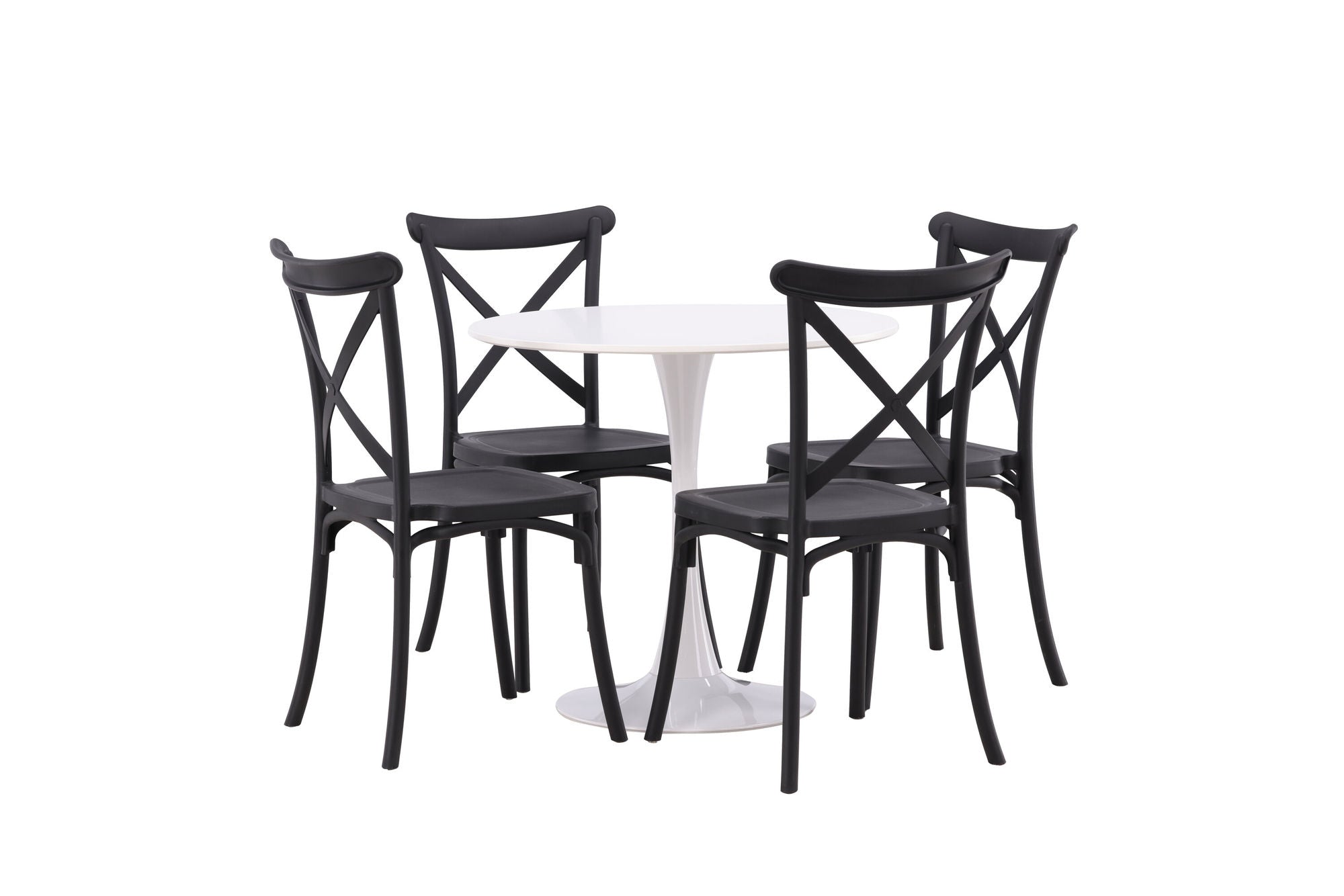 Venture Home Hamden spisebord - White MDF+Crosett Spisebordsstol - Matte Black / Matte Black Plastic_4