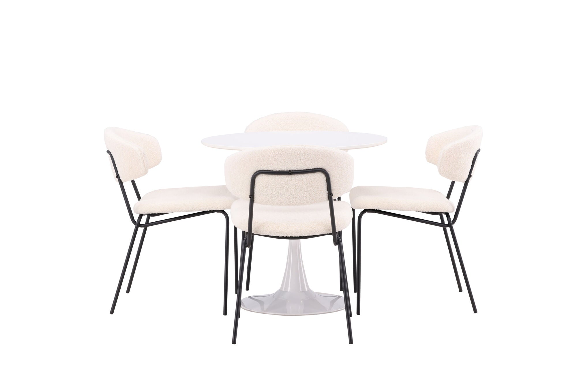Venture Home Hamden spisebord - White MDF+Chico Spisebordsstol - Black / White Boucle_4