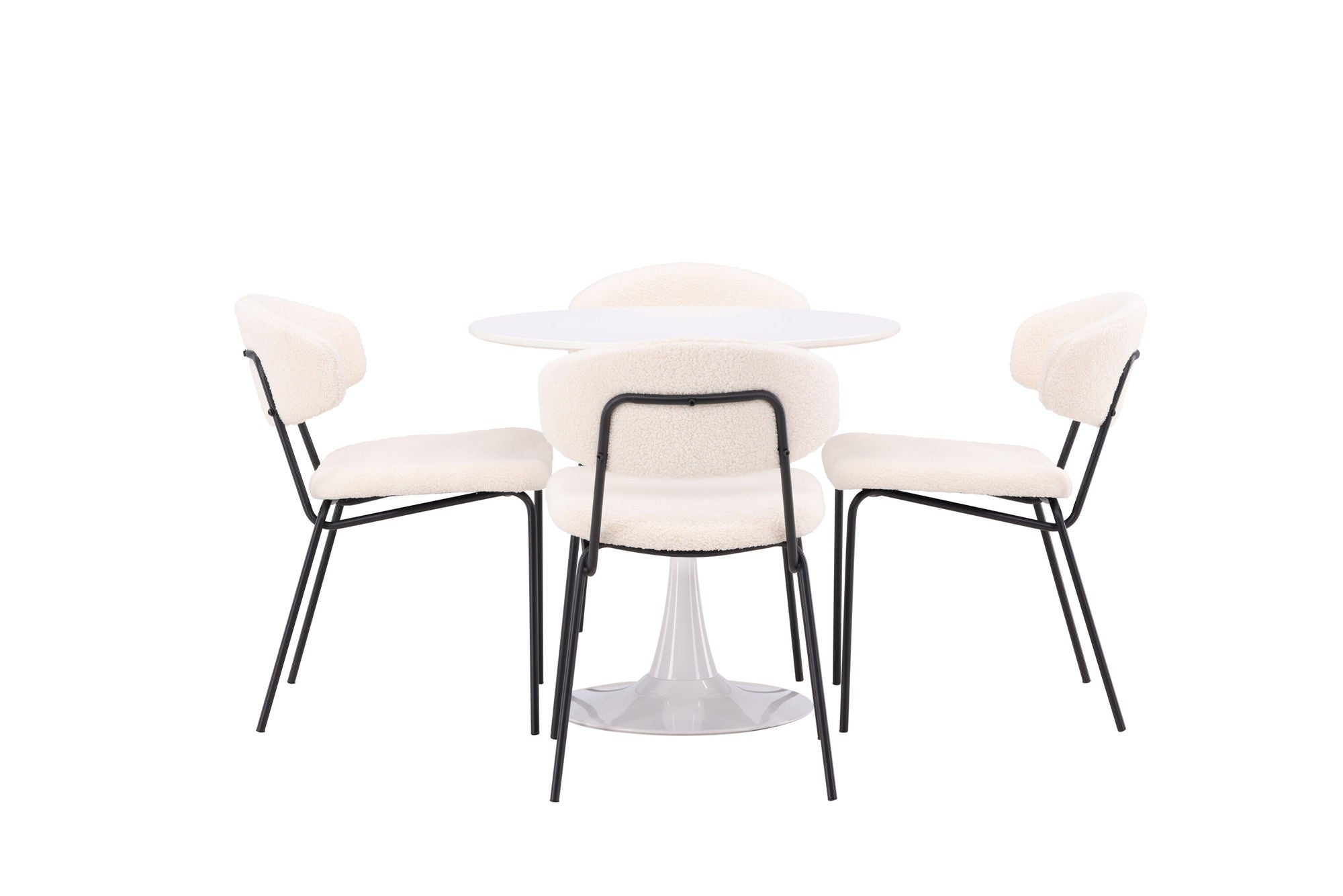 Venture Home Hamden spisebord - White MDF+Chico Spisebordsstol - Black / White Boucle_4
