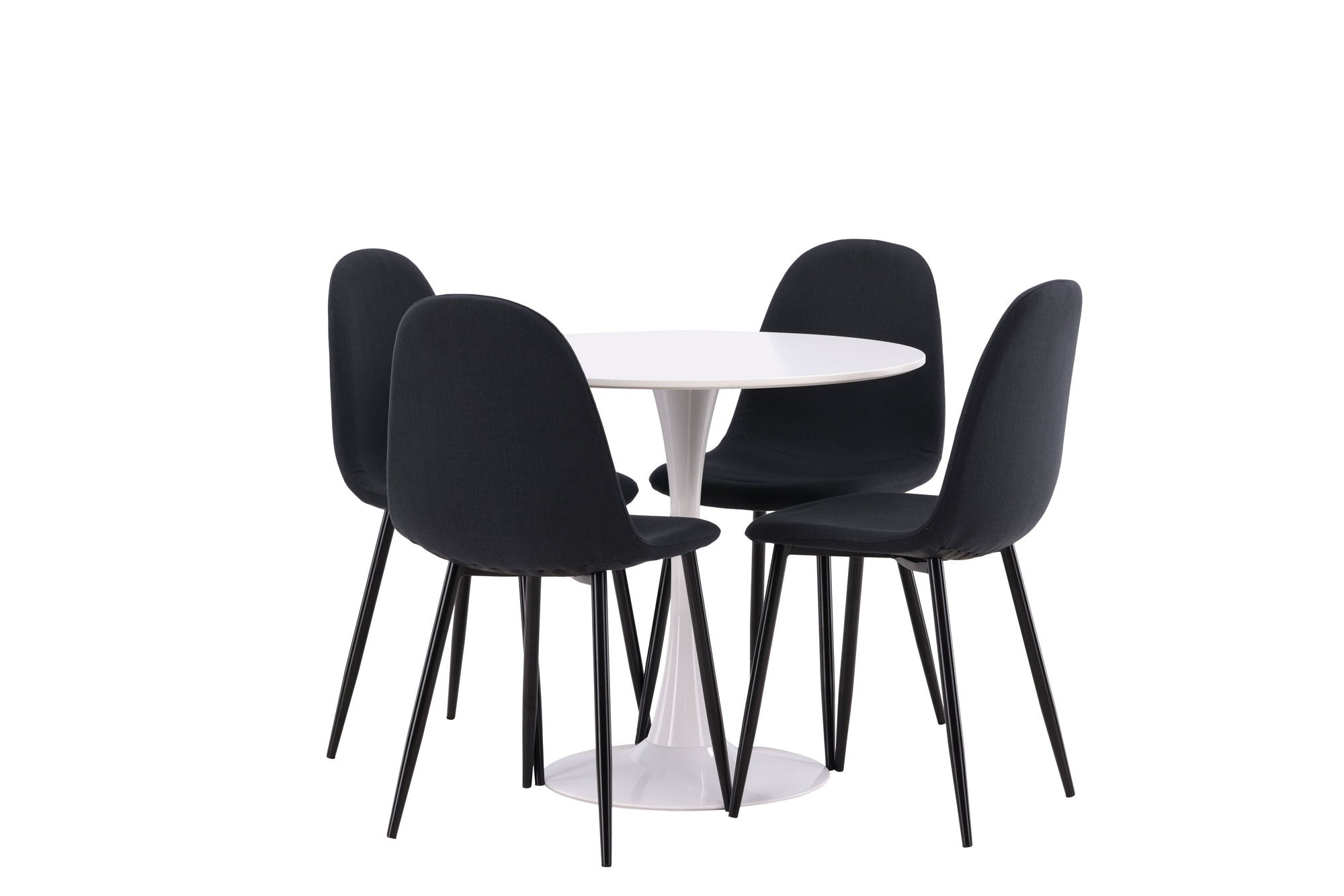 Venture Home Hamden spisebord - White MDF+Polar Spisebordsstol - Black Legs - Black Fabric_4