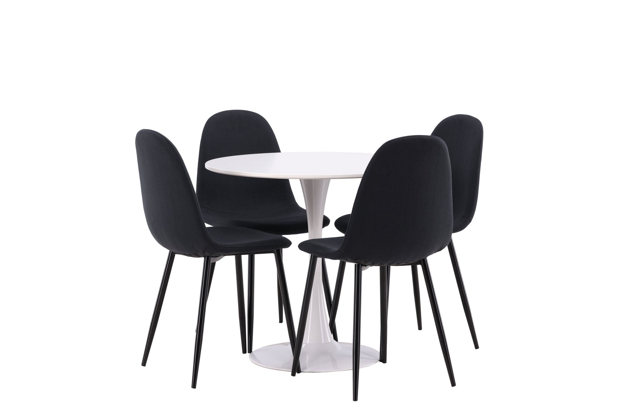 Venture Home Hamden spisebord - White MDF+Polar Spisebordsstol - Black Legs - Black Fabric_4