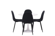 Venture Home Hamden spisebord - White MDF+Polar Spisebordsstol - Black Legs - Black Fabric_4