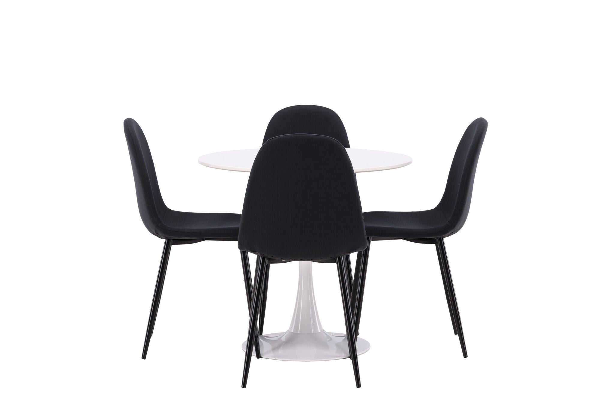 Venture Home Hamden spisebord - White MDF+Polar Spisebordsstol - Black Legs - Black Fabric_4
