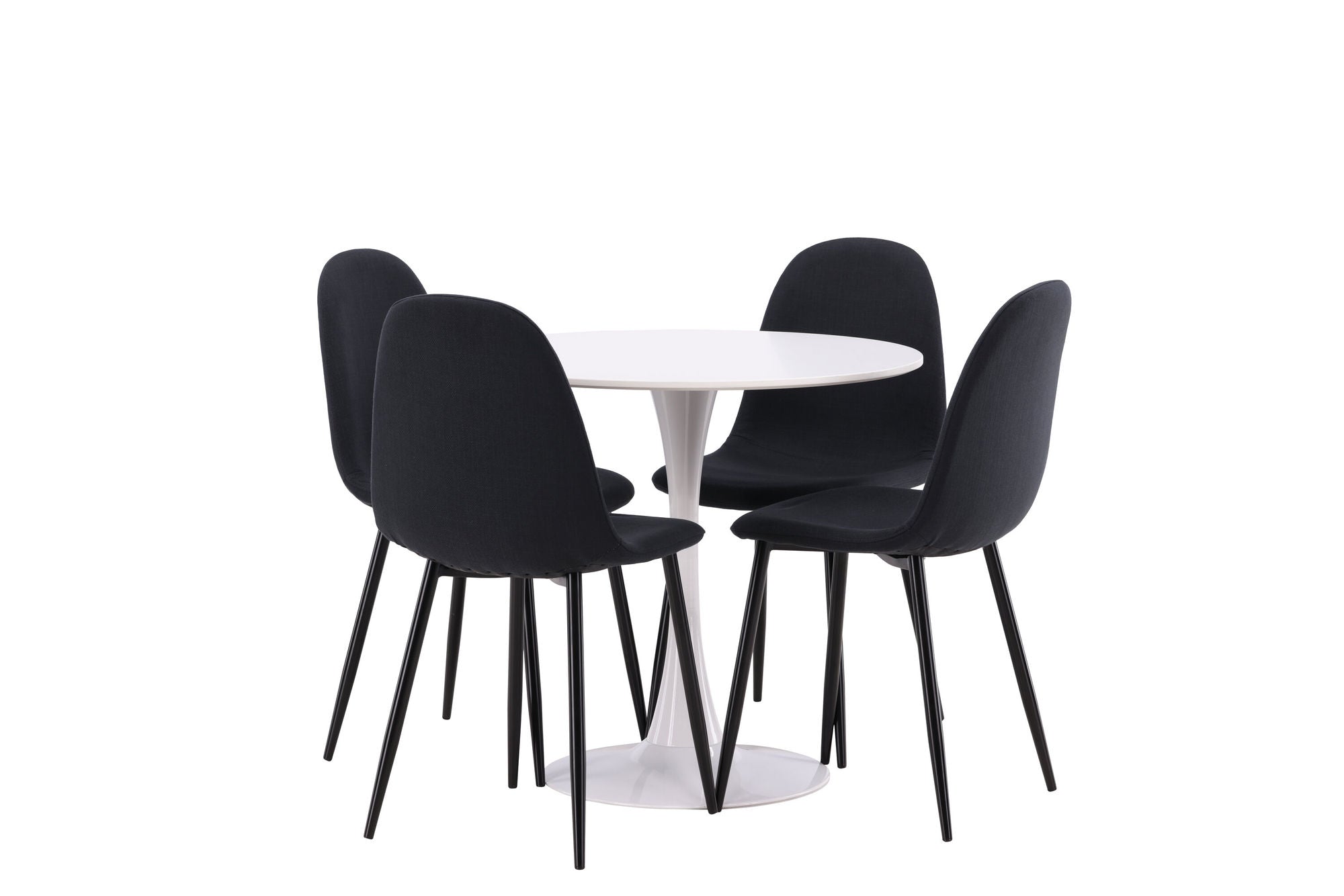 Venture Home Hamden spisebord - White MDF+Polar Spisebordsstol - Black Legs - Black Fabric_4