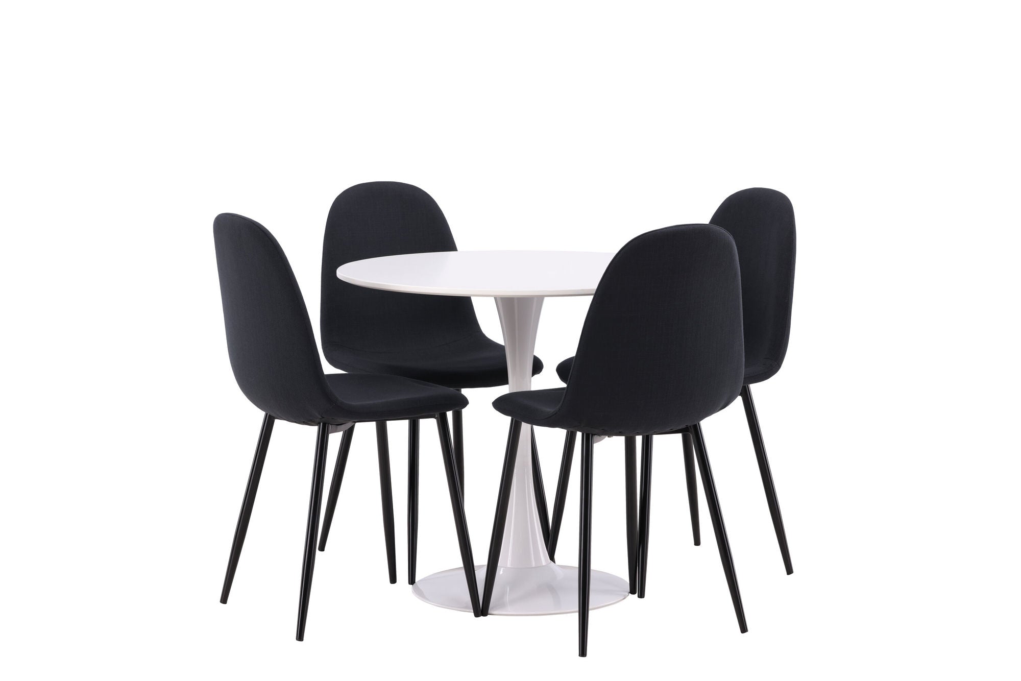 Venture Home Hamden spisebord - White MDF+Polar Spisebordsstol - Black Legs - Black Fabric_4