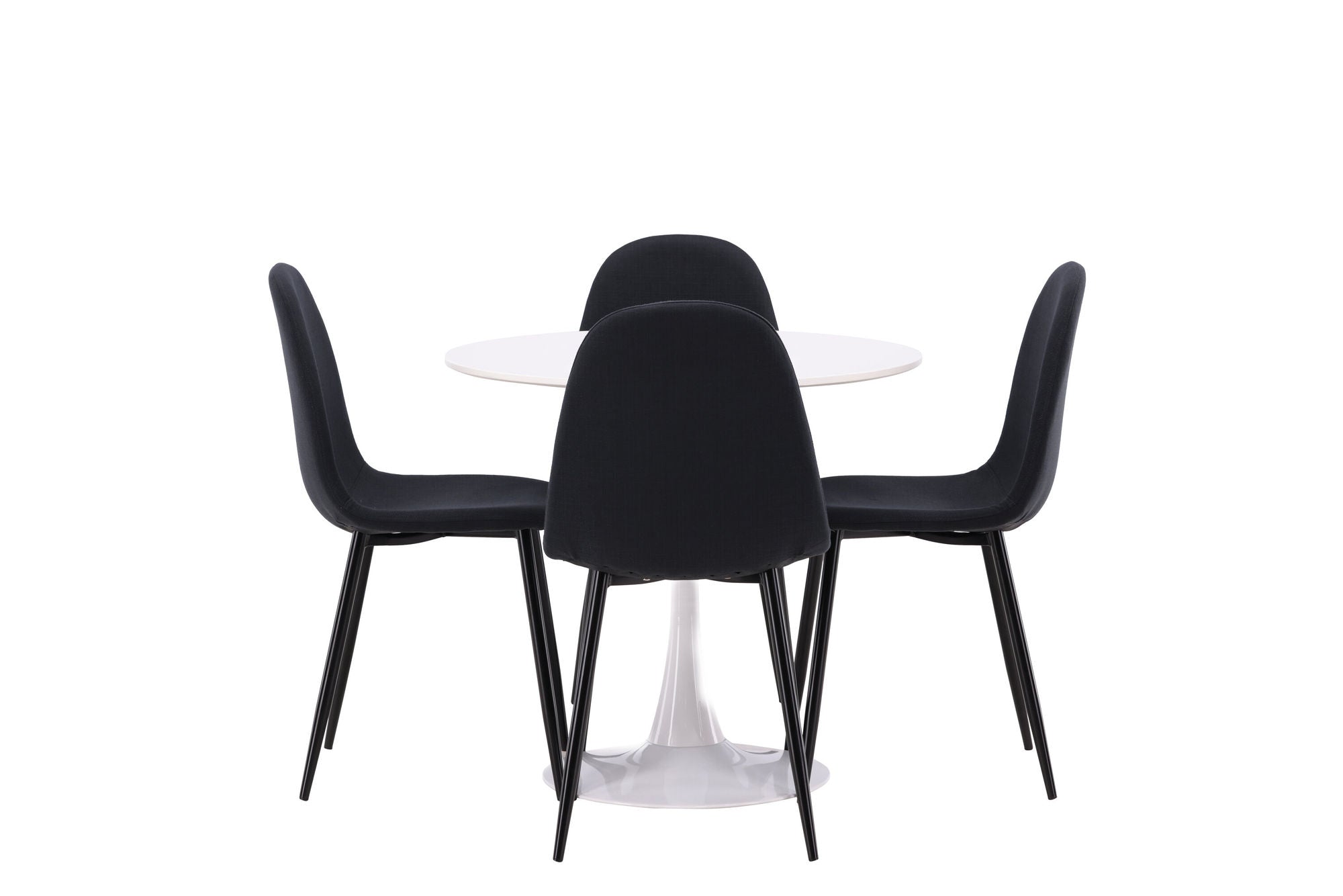 Venture Home Hamden spisebord - White MDF+Polar Spisebordsstol - Black Legs - Black Fabric_4