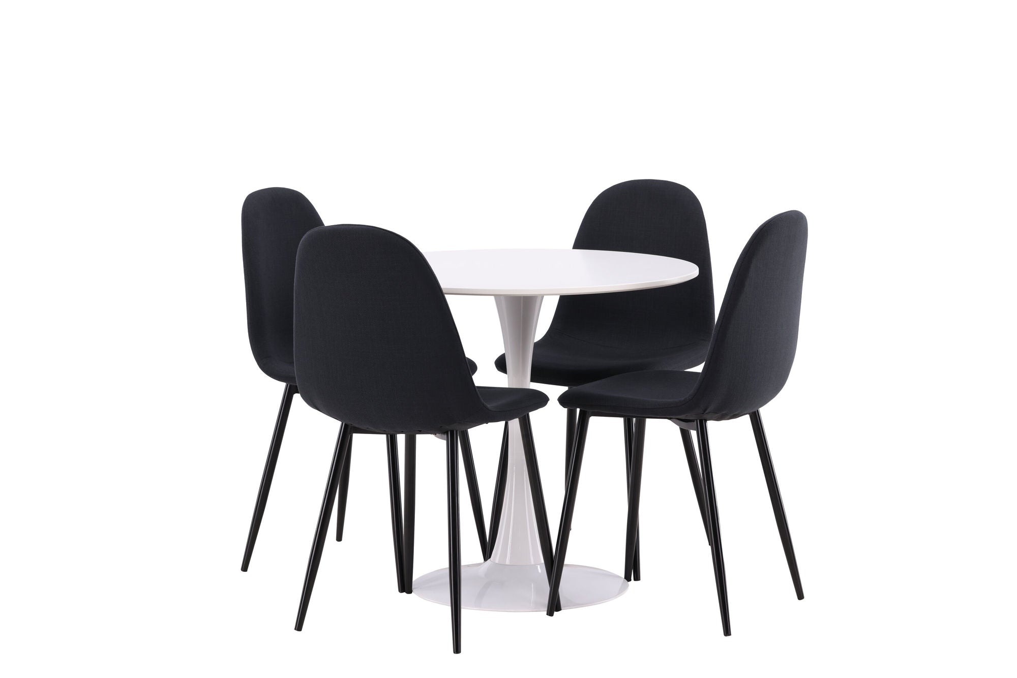 Venture Home Hamden spisebord - White MDF+Polar Spisebordsstol - Black Legs - Black Fabric_4