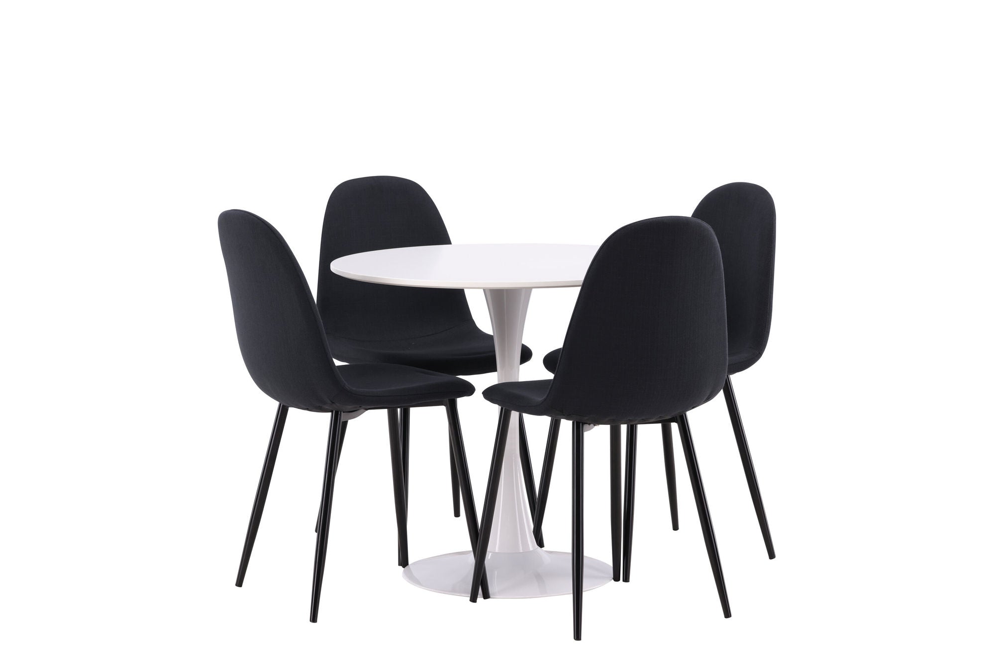 Venture Home Hamden spisebord - White MDF+Polar Spisebordsstol - Black Legs - Black Fabric_4