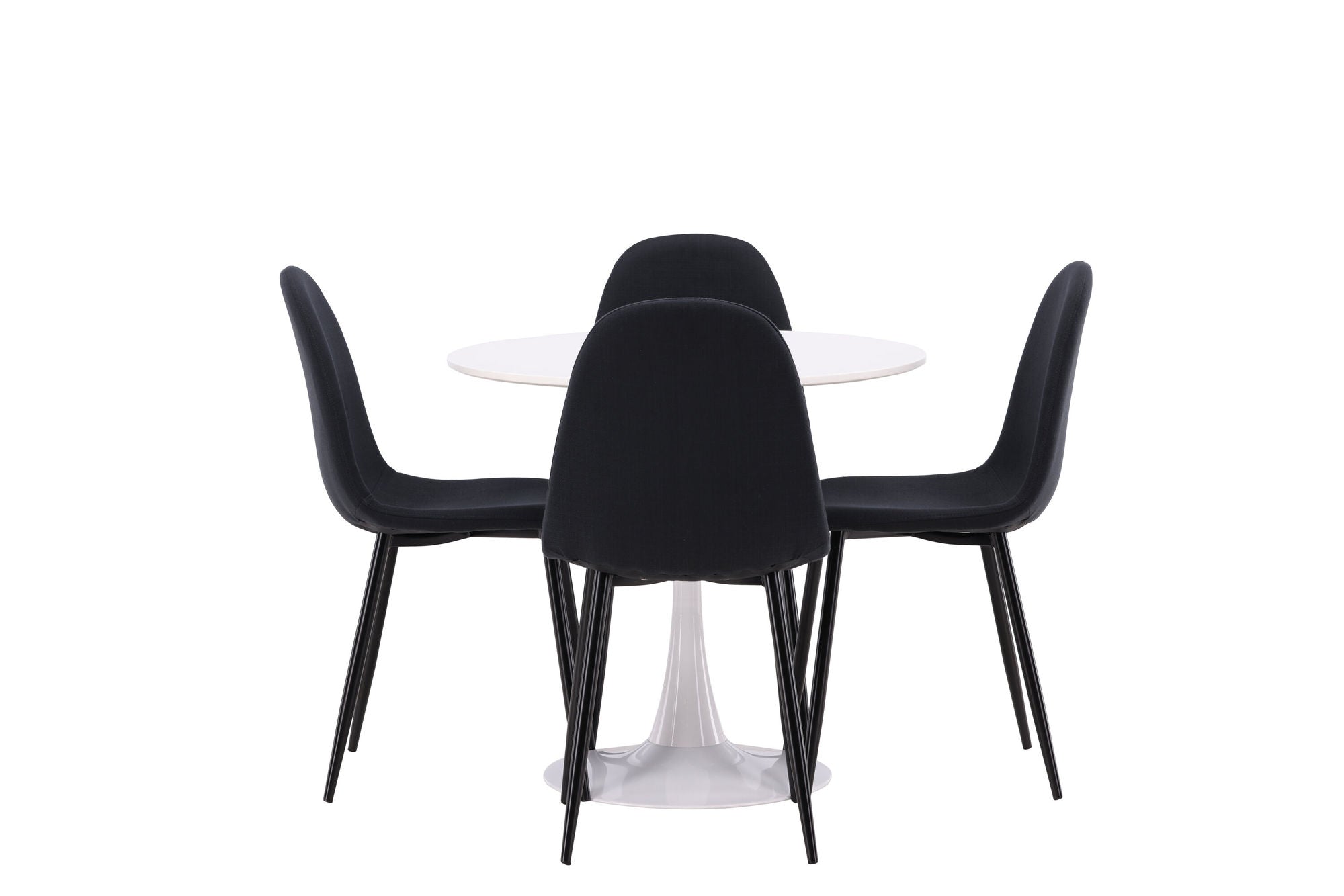 Venture Home Hamden spisebord - White MDF+Polar Spisebordsstol - Black Legs - Black Fabric_4