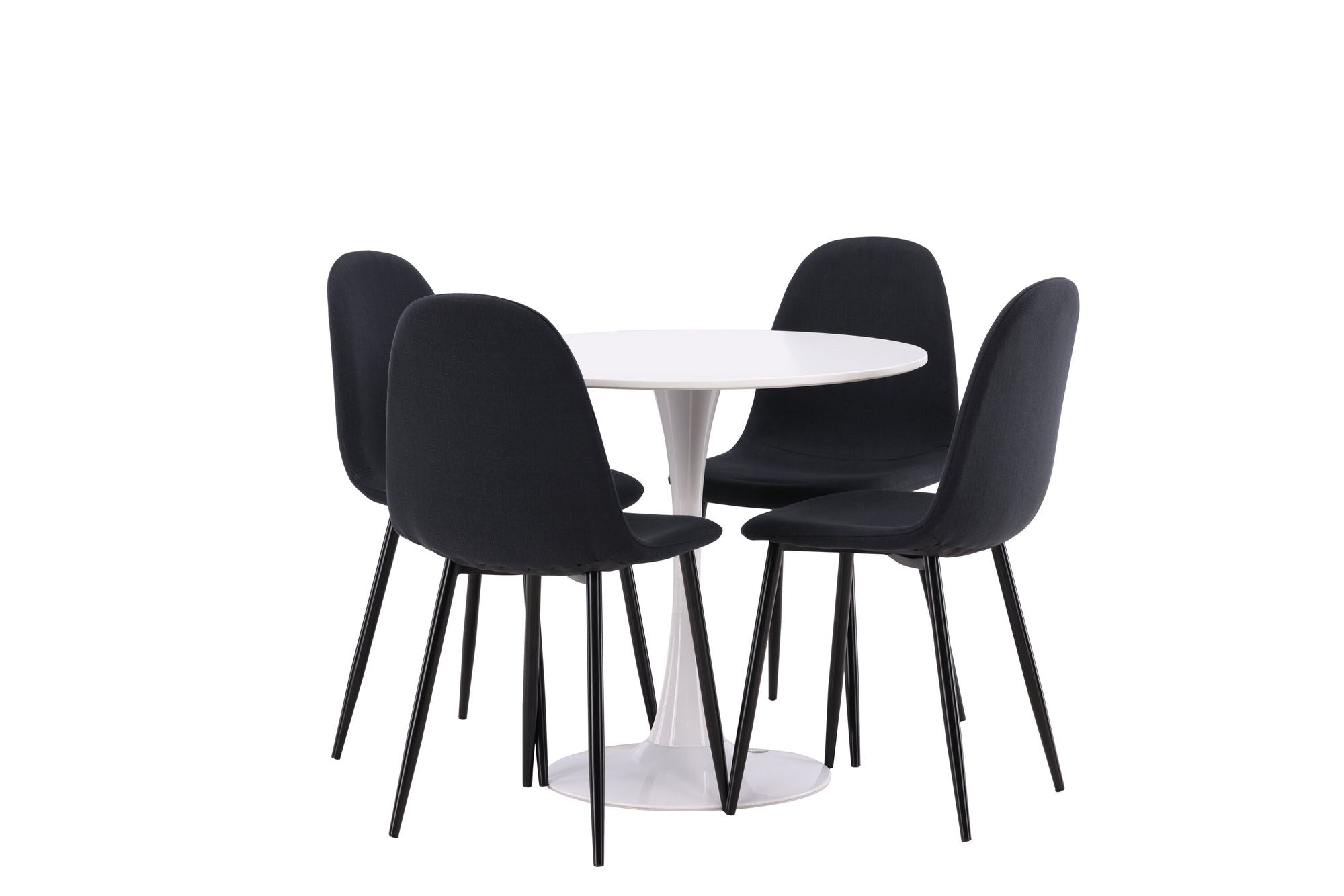 Venture Home Hamden spisebord - White MDF+Polar Spisebordsstol - Black Legs - Black Fabric_4