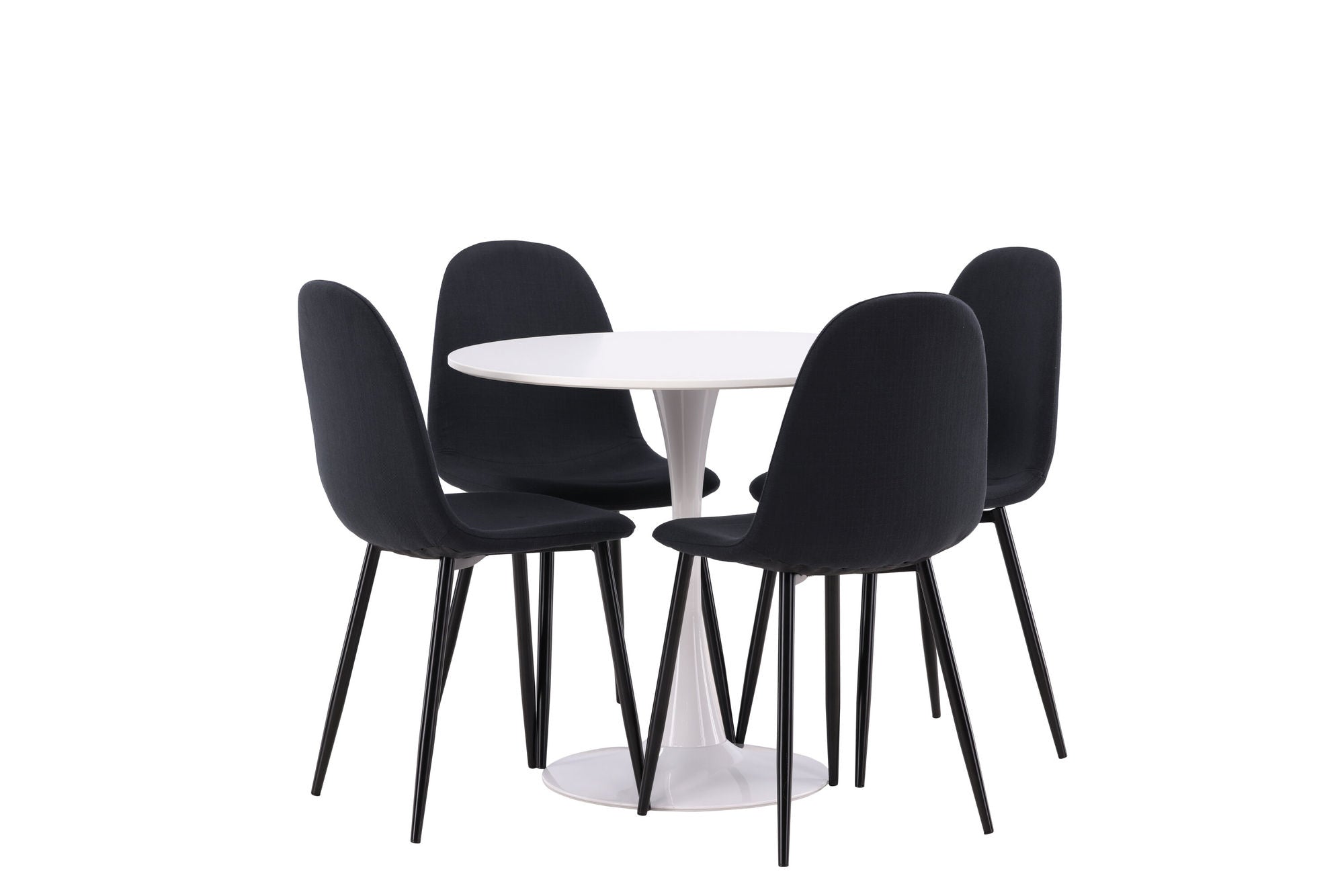 Venture Home Hamden spisebord - White MDF+Polar Spisebordsstol - Black Legs - Black Fabric_4