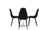 Venture Home Hamden spisebord - White MDF+Polar Spisebordsstol - Black legs / Black Velvet_4