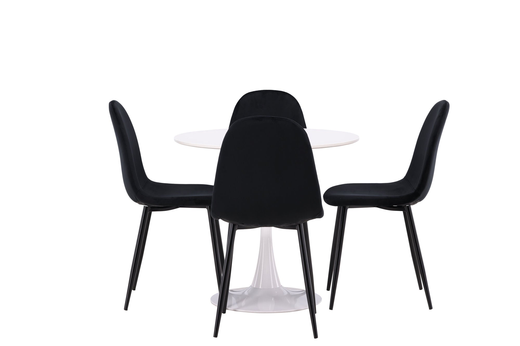 Venture Home Hamden spisebord - White MDF+Polar Spisebordsstol - Black legs / Black Velvet_4
