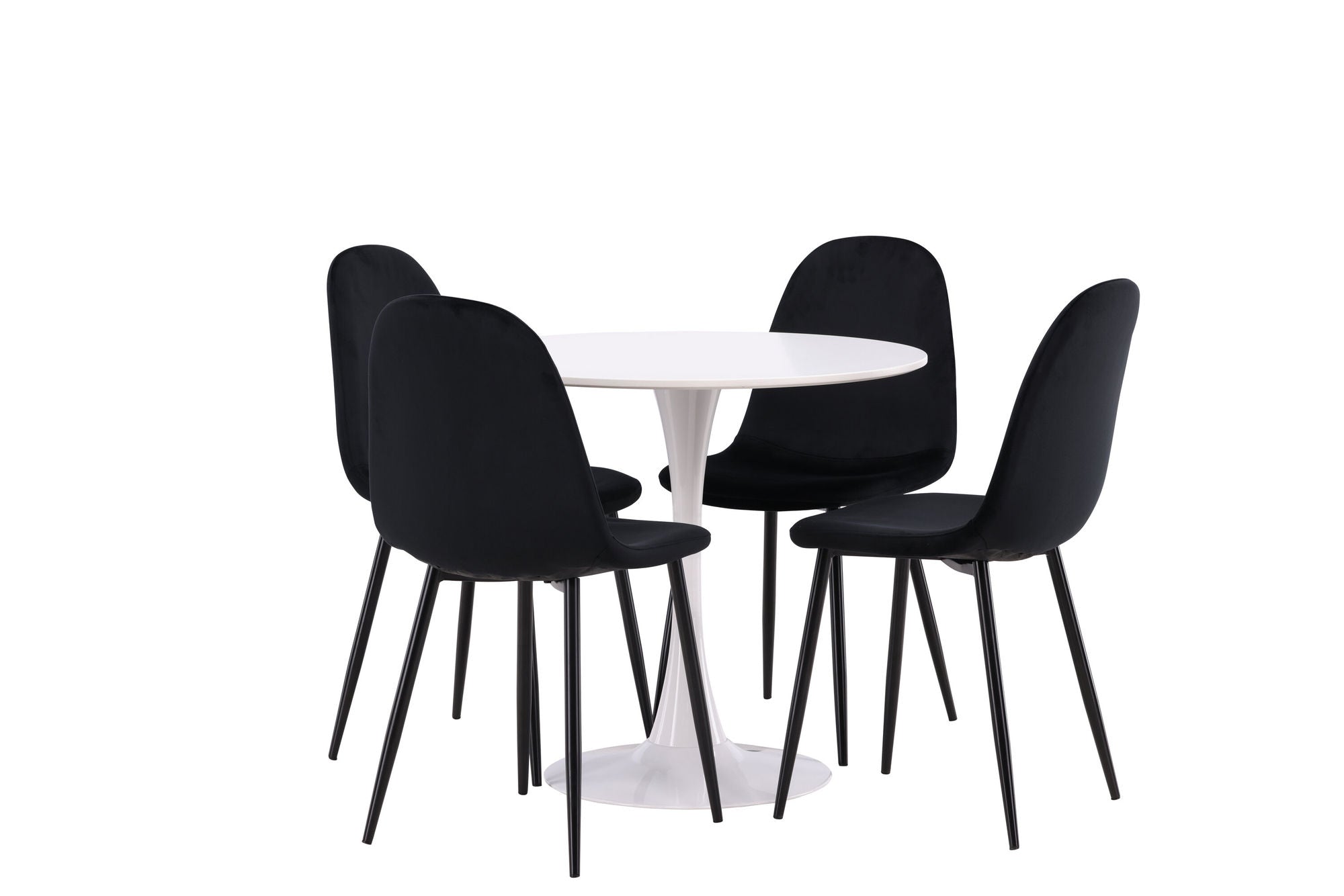 Venture Home Hamden spisebord - White MDF+Polar Spisebordsstol - Black legs / Black Velvet_4