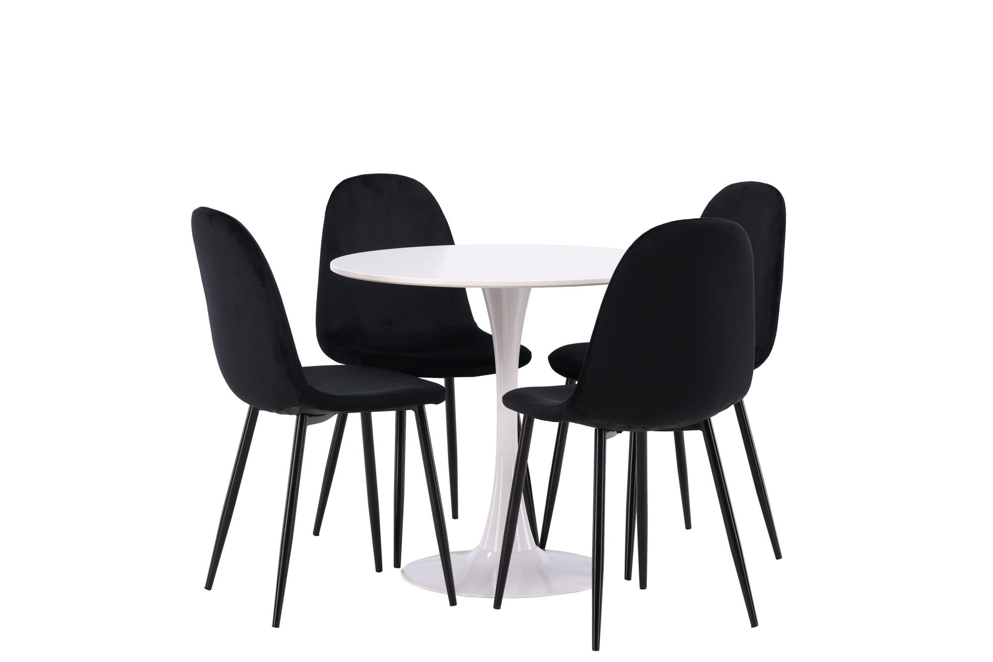 Venture Home Hamden spisebord - White MDF+Polar Spisebordsstol - Black legs / Black Velvet_4