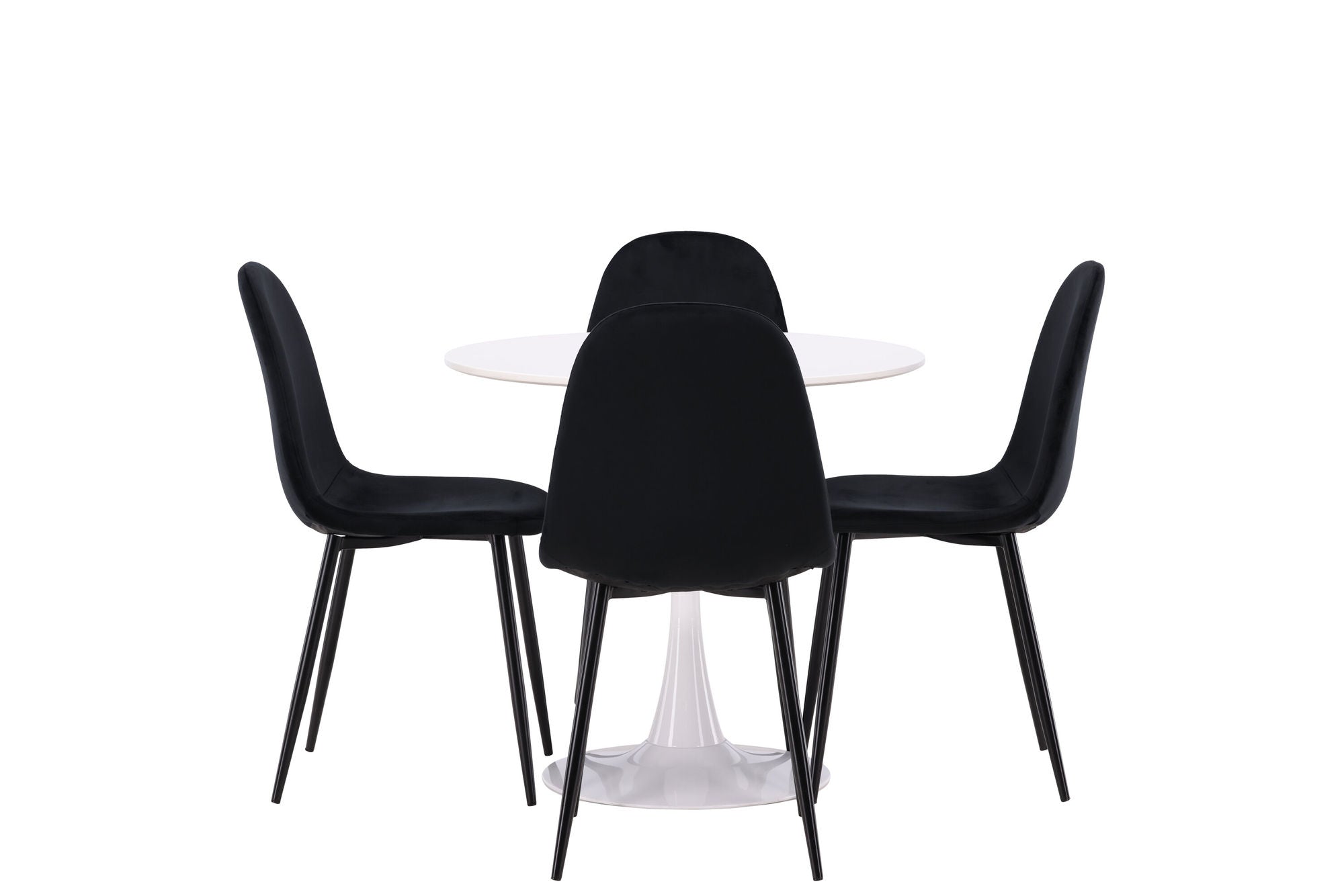 Venture Home Hamden spisebord - White MDF+Polar Spisebordsstol - Black legs / Black Velvet_4
