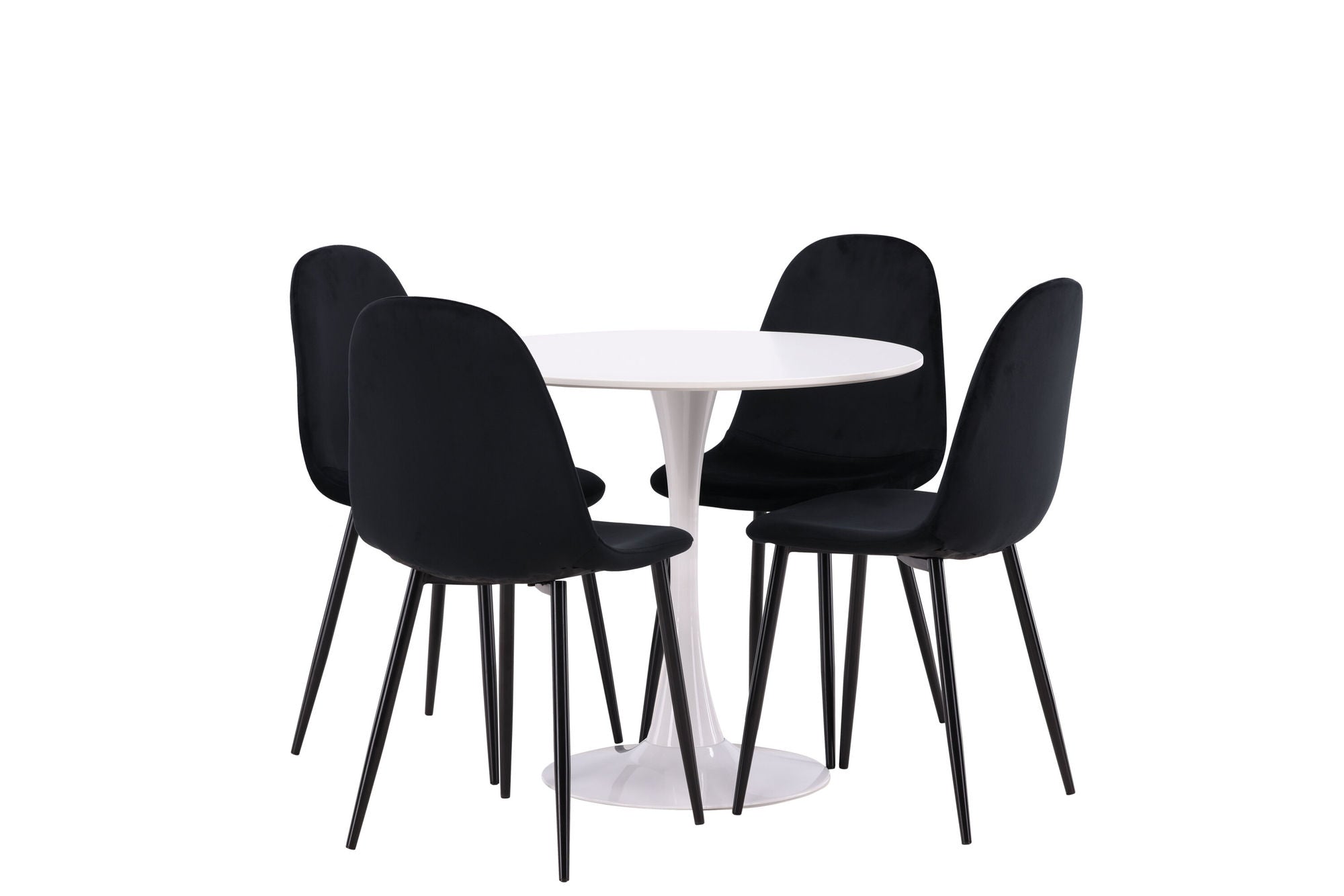 Venture Home Hamden spisebord - White MDF+Polar Spisebordsstol - Black legs / Black Velvet_4