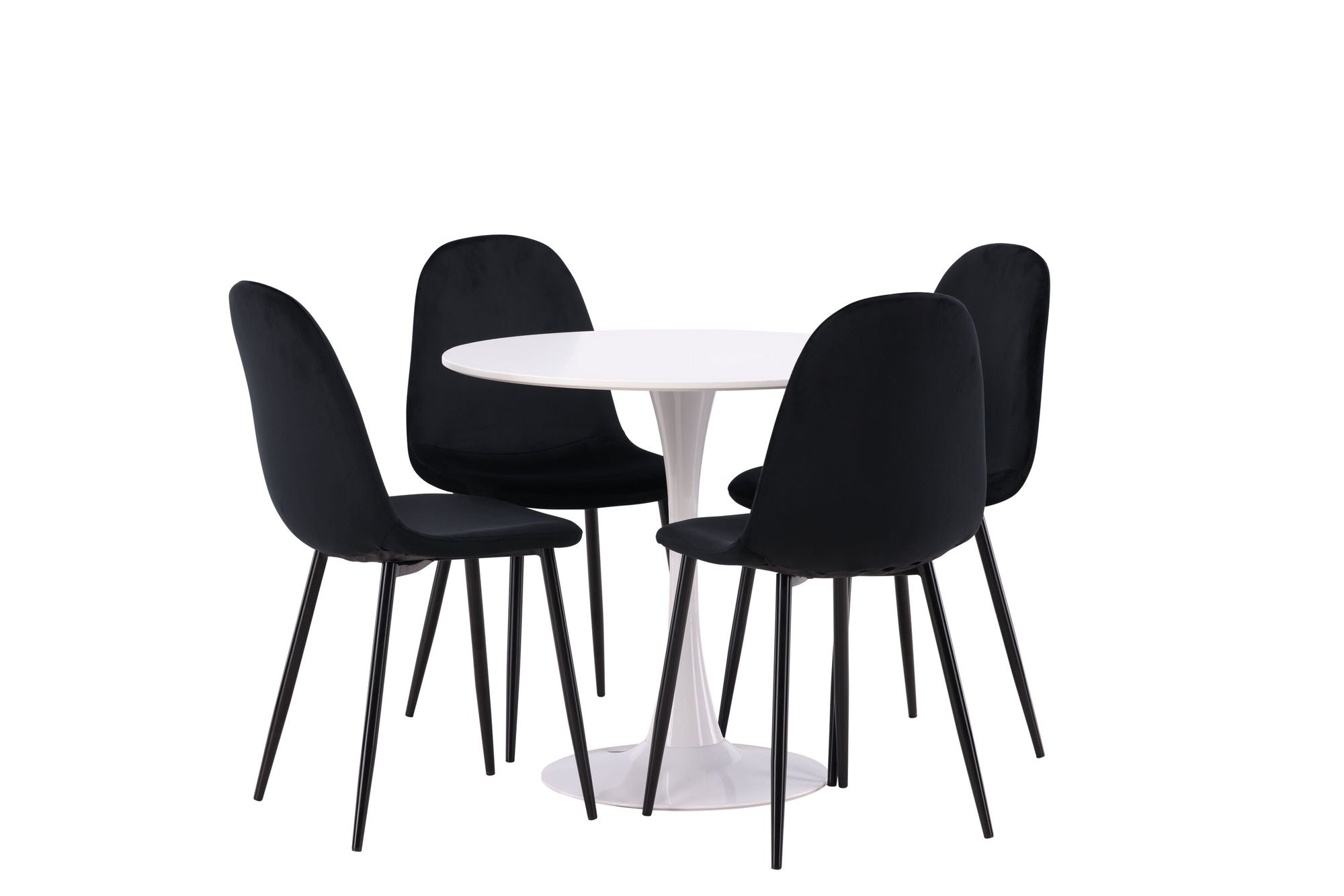 Venture Home Hamden spisebord - White MDF+Polar Spisebordsstol - Black legs / Black Velvet_4