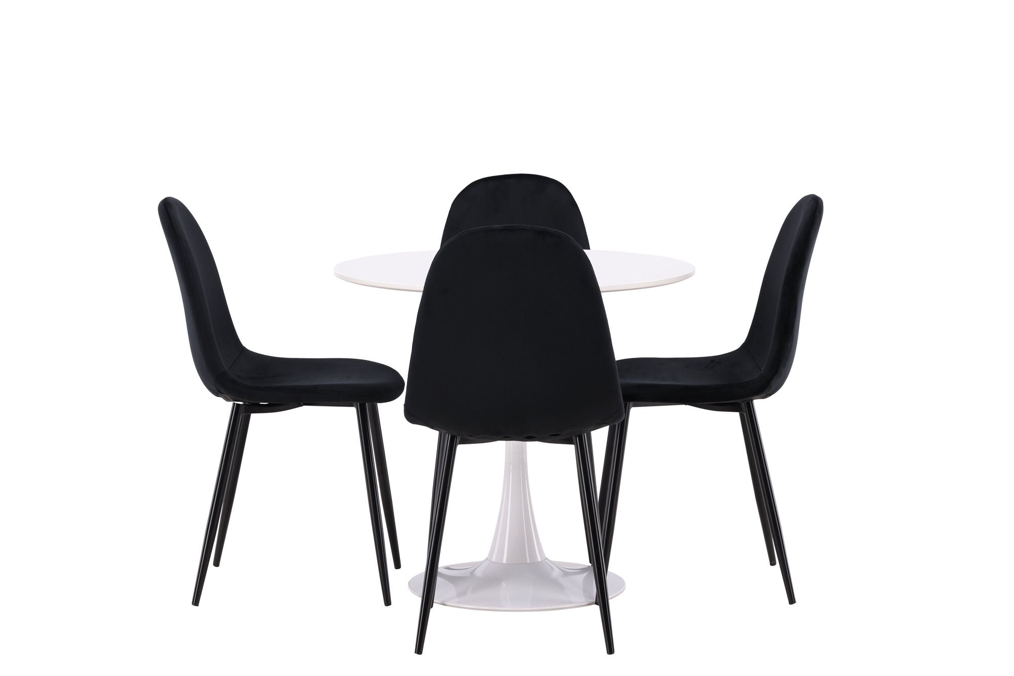 Venture Home Hamden spisebord - White MDF+Polar Spisebordsstol - Black legs / Black Velvet_4