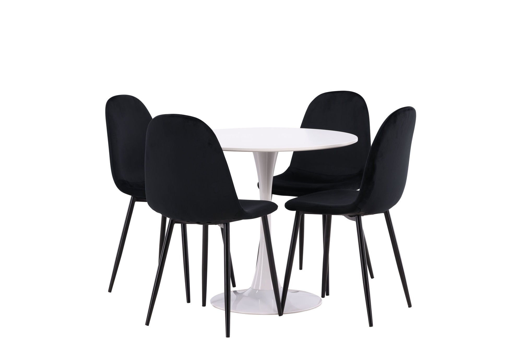 Venture Home Hamden spisebord - White MDF+Polar Spisebordsstol - Black legs / Black Velvet_4