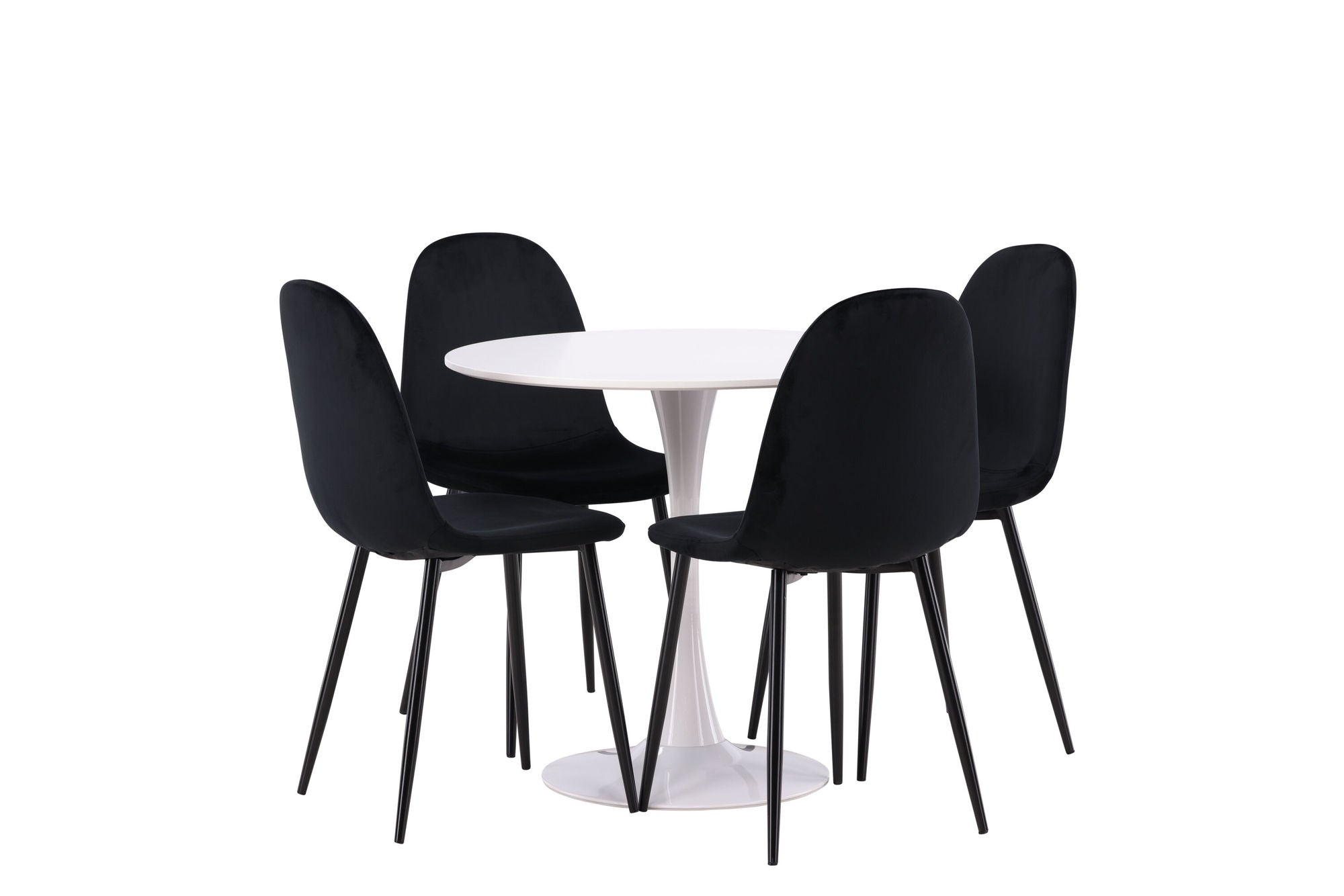 Venture Home Hamden spisebord - White MDF+Polar Spisebordsstol - Black legs / Black Velvet_4
