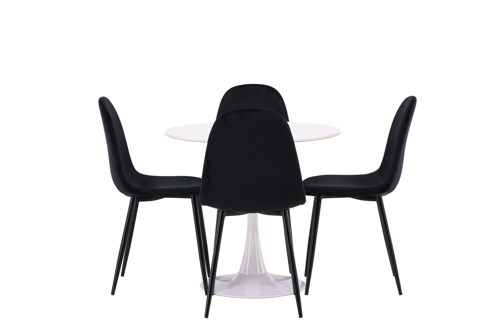 Venture Home Hamden spisebord - White MDF+Polar Spisebordsstol - Black legs / Black Velvet_4