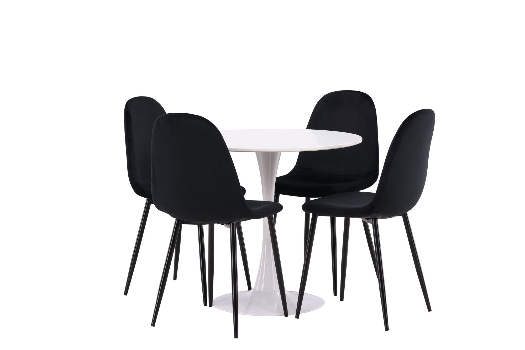 Venture Home Hamden spisebord - White MDF+Polar Spisebordsstol - Black legs / Black Velvet_4