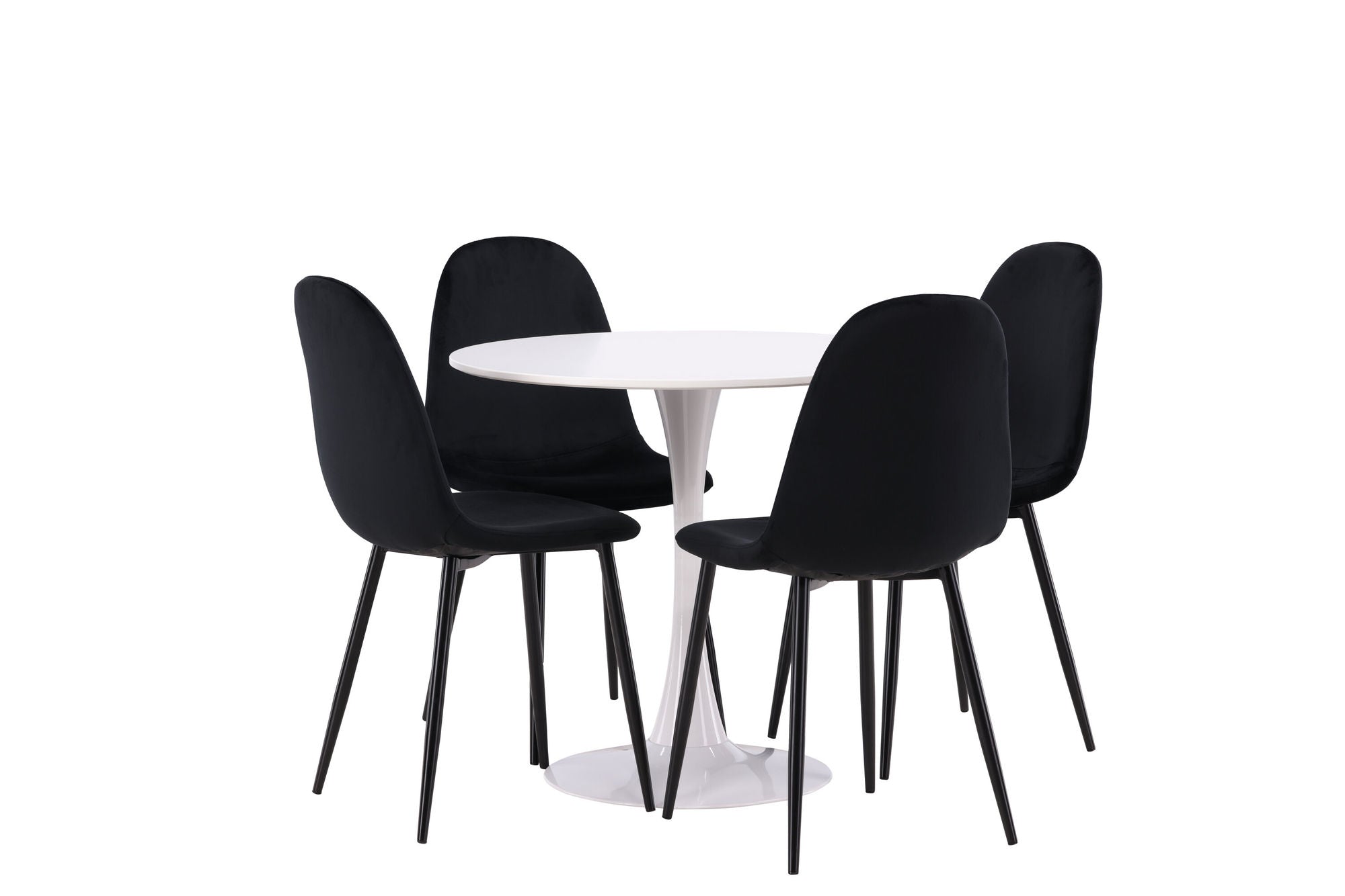 Venture Home Hamden spisebord - White MDF+Polar Spisebordsstol - Black legs / Black Velvet_4