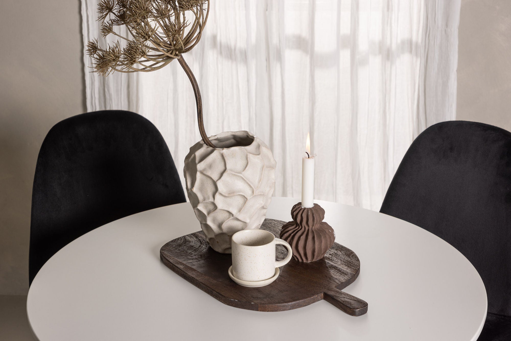 Venture Home Hamden spisebord - White MDF+Polar Spisebordsstol - Black legs / Black Velvet_4