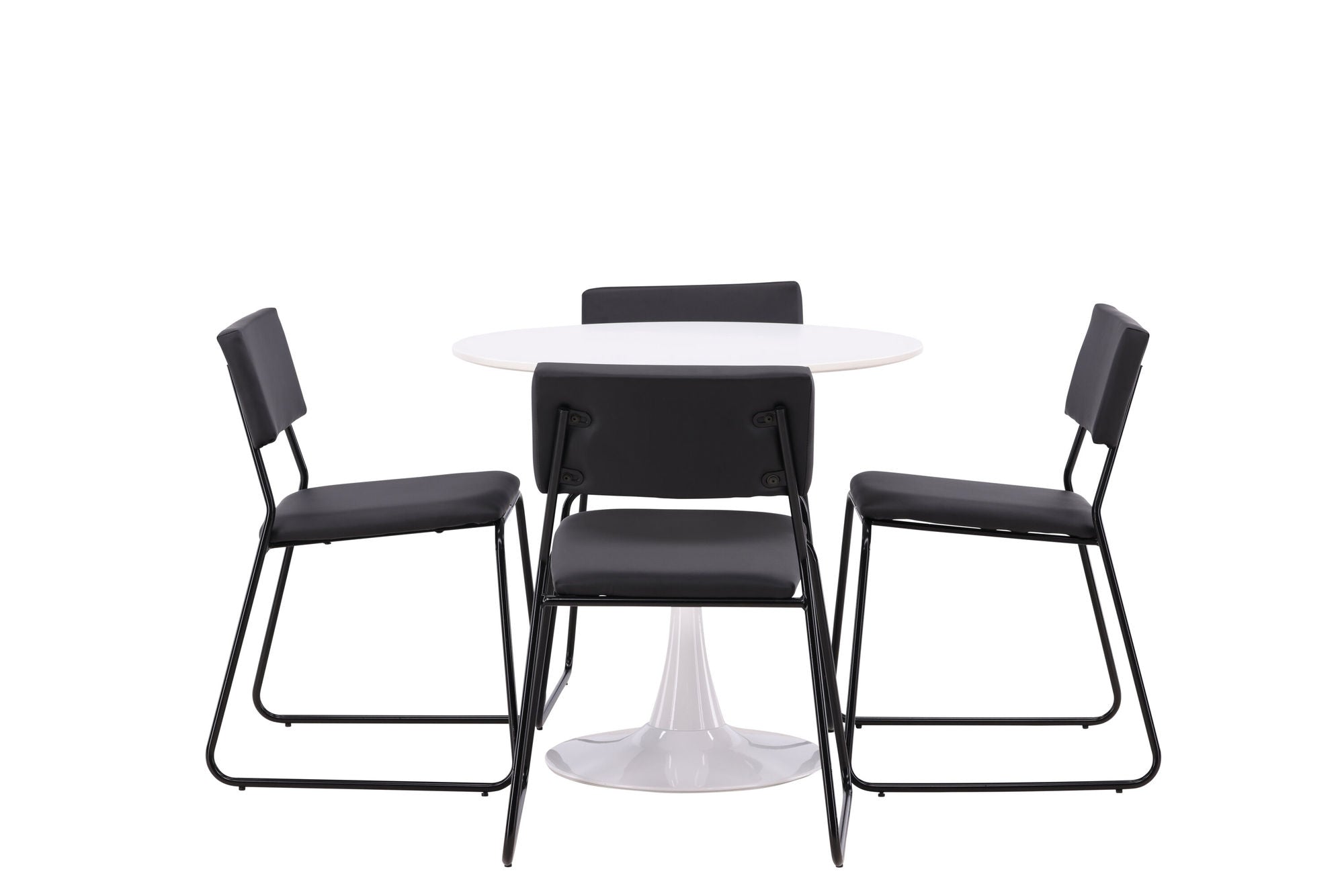 Venture Home Hamden spisebord - White MDF+Kenth stol - Black / Black PU_4