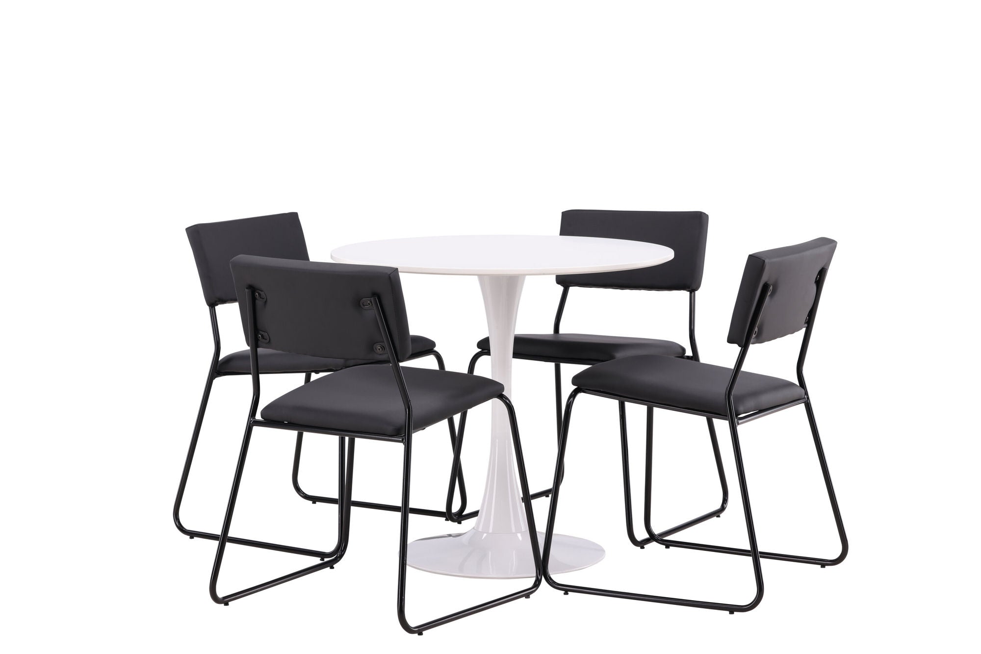 Venture Home Hamden spisebord - White MDF+Kenth stol - Black / Black PU_4