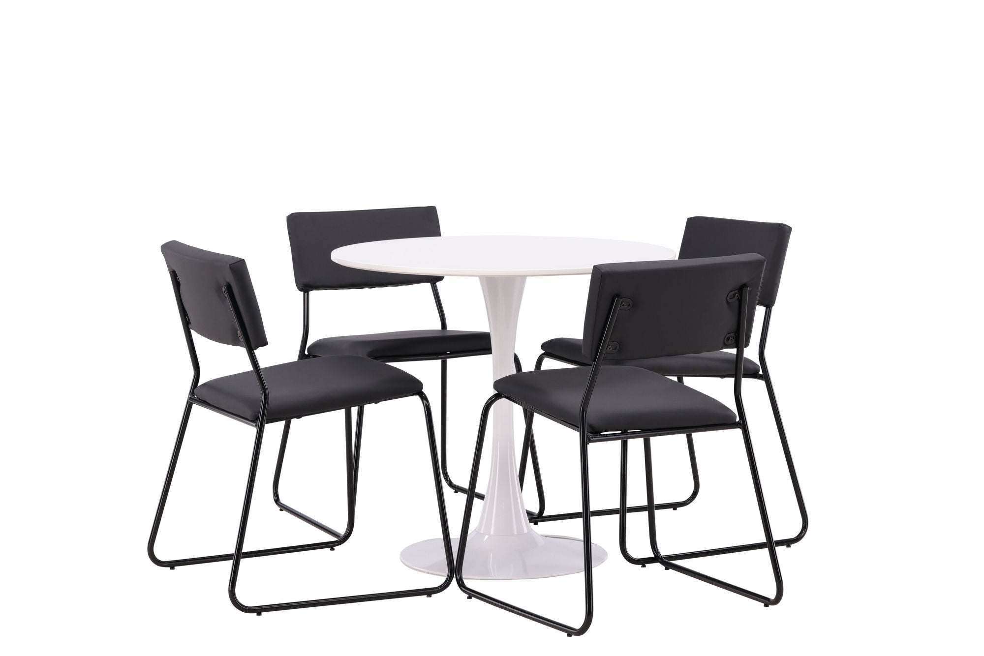 Venture Home Hamden spisebord - White MDF+Kenth stol - Black / Black PU_4