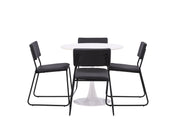 Venture Home Hamden spisebord - White MDF+Kenth stol - Black / Black PU_4