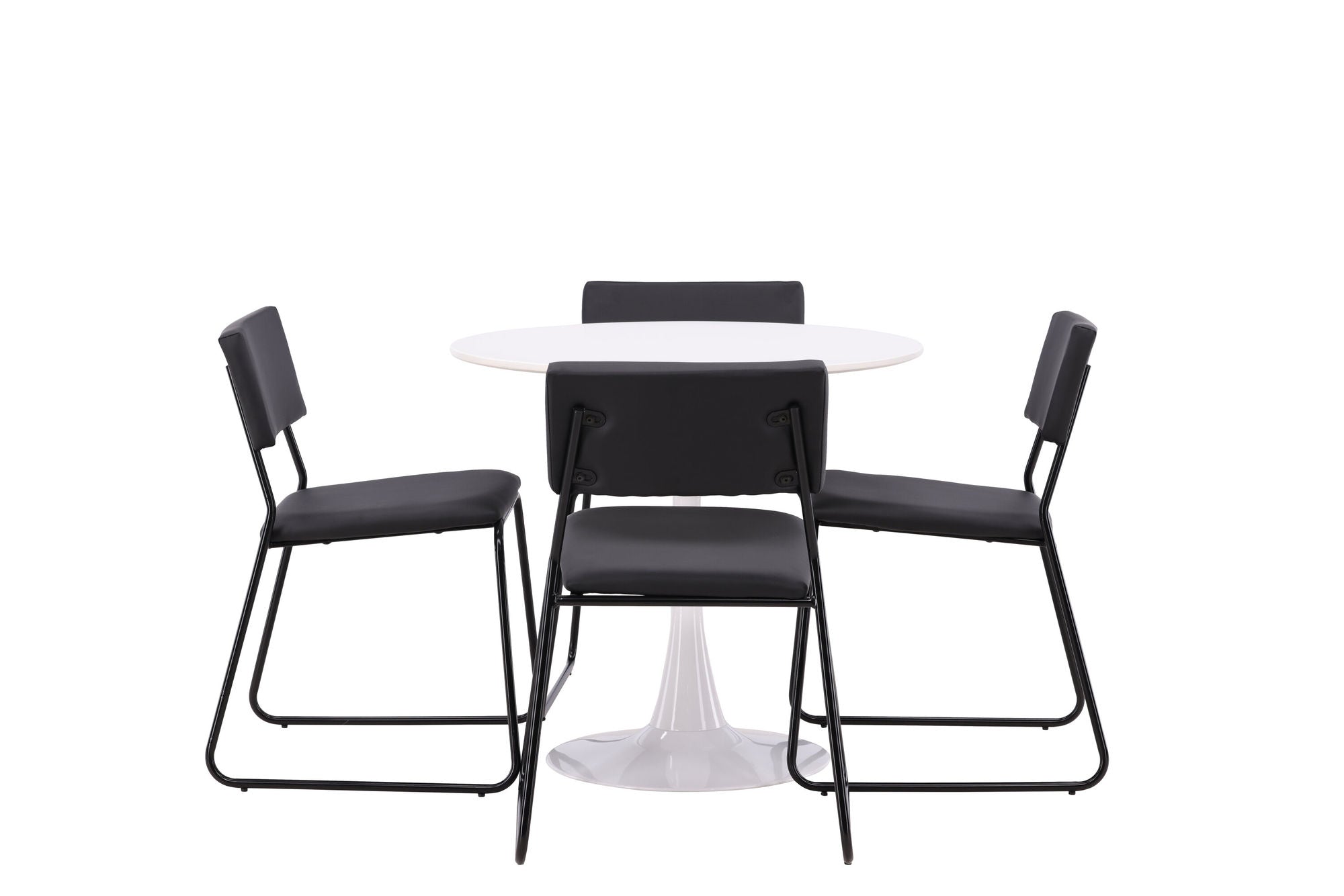 Venture Home Hamden spisebord - White MDF+Kenth stol - Black / Black PU_4