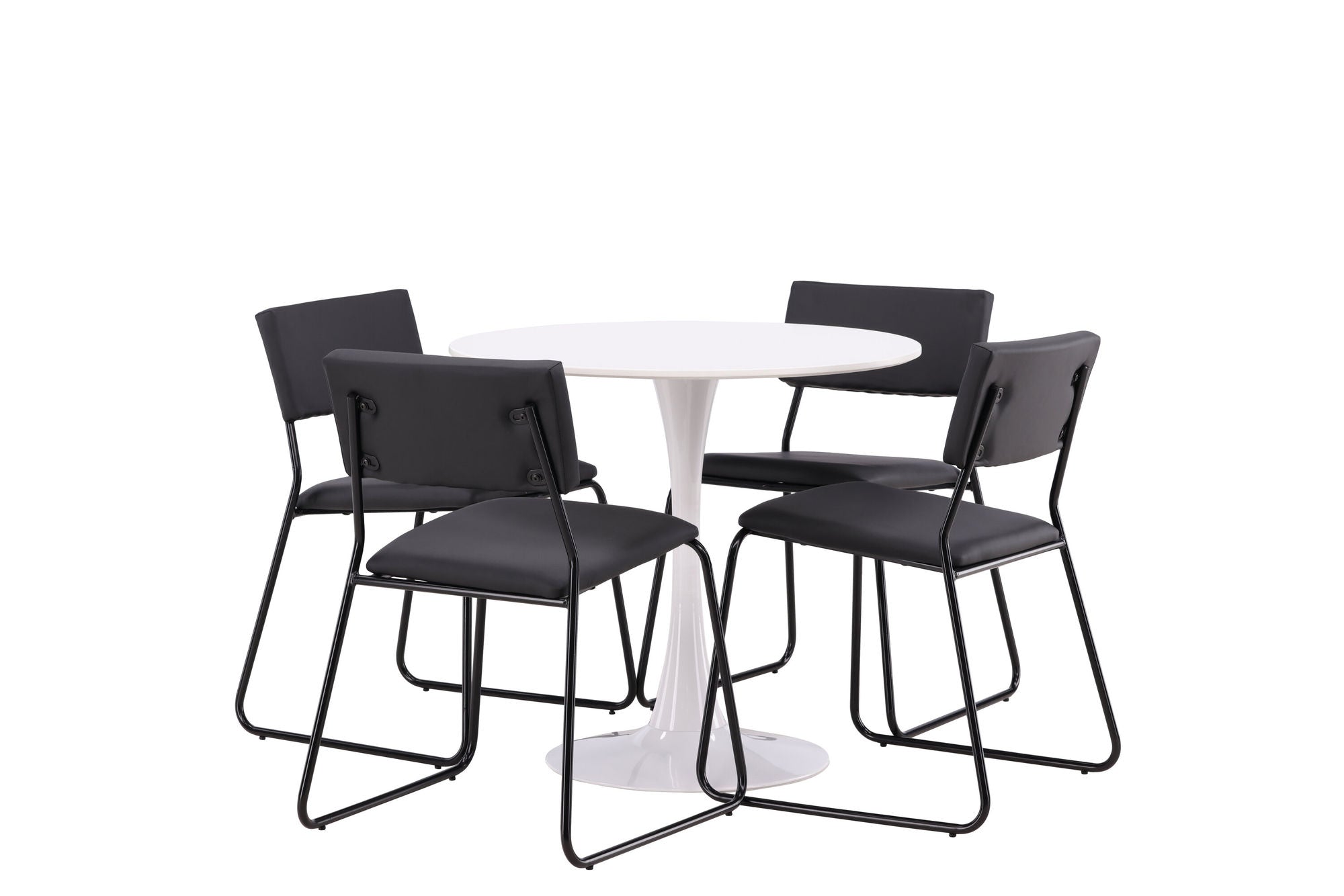 Venture Home Hamden spisebord - White MDF+Kenth stol - Black / Black PU_4