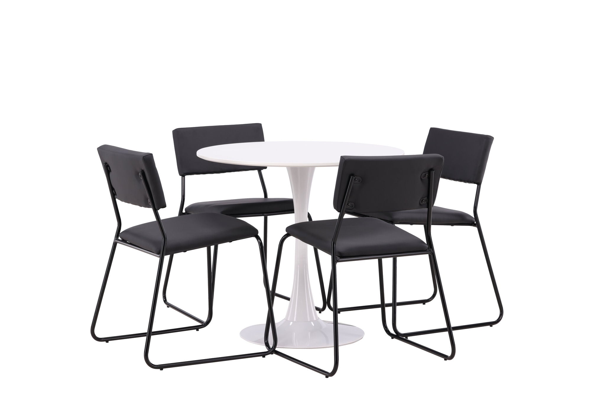 Venture Home Hamden spisebord - White MDF+Kenth stol - Black / Black PU_4