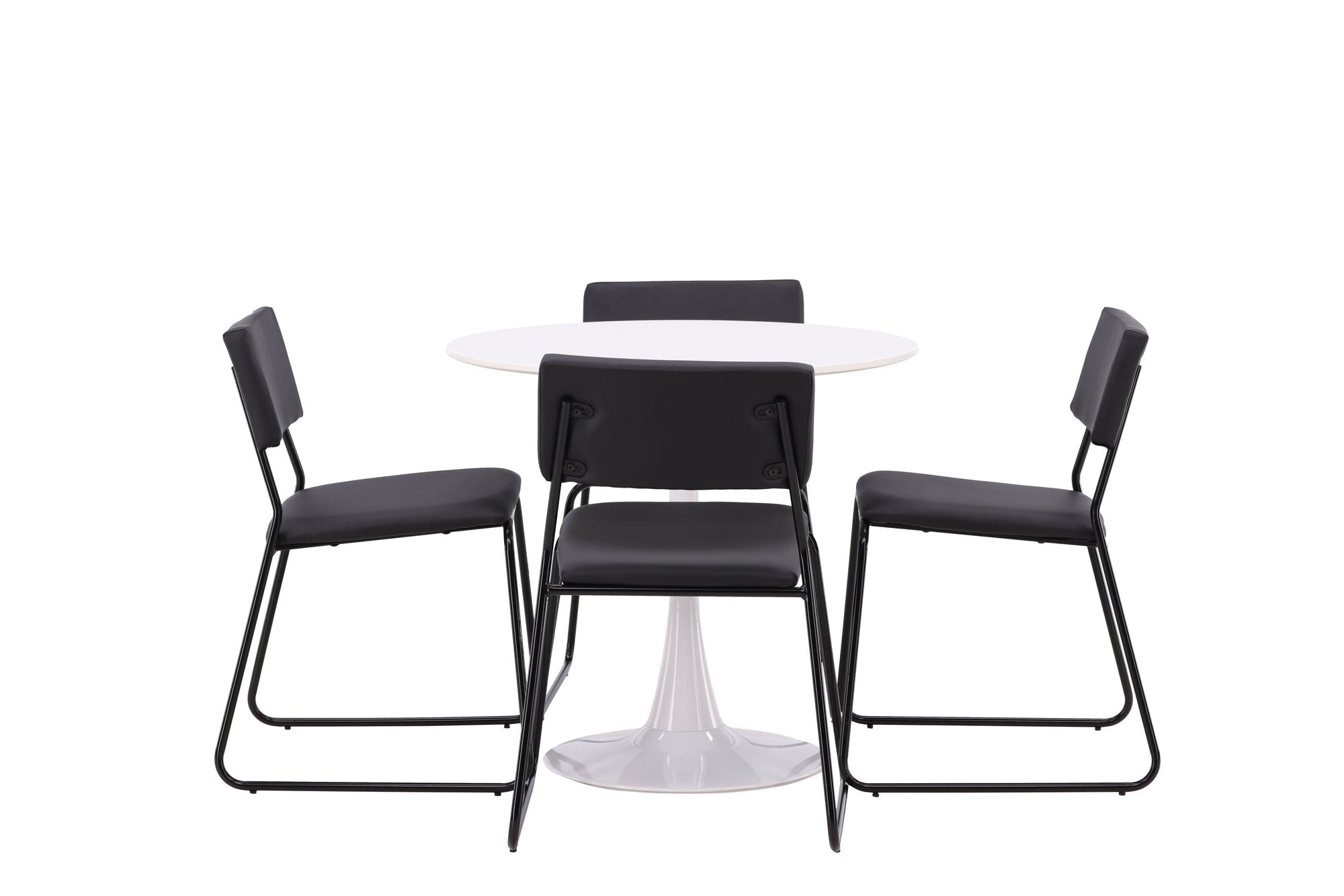 Venture Home Hamden spisebord - White MDF+Kenth stol - Black / Black PU_4