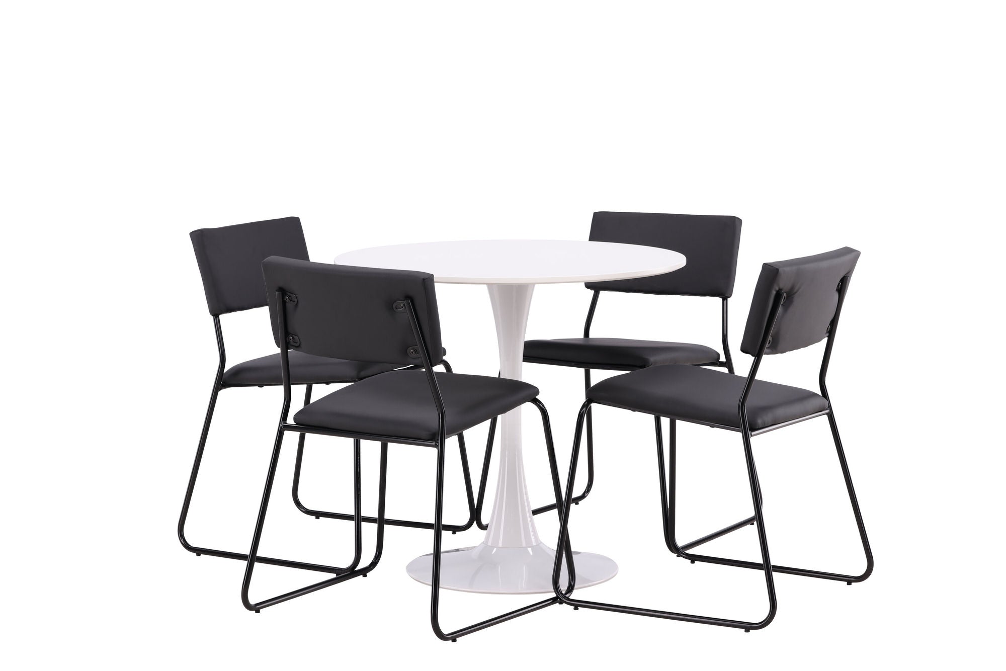 Venture Home Hamden spisebord - White MDF+Kenth stol - Black / Black PU_4