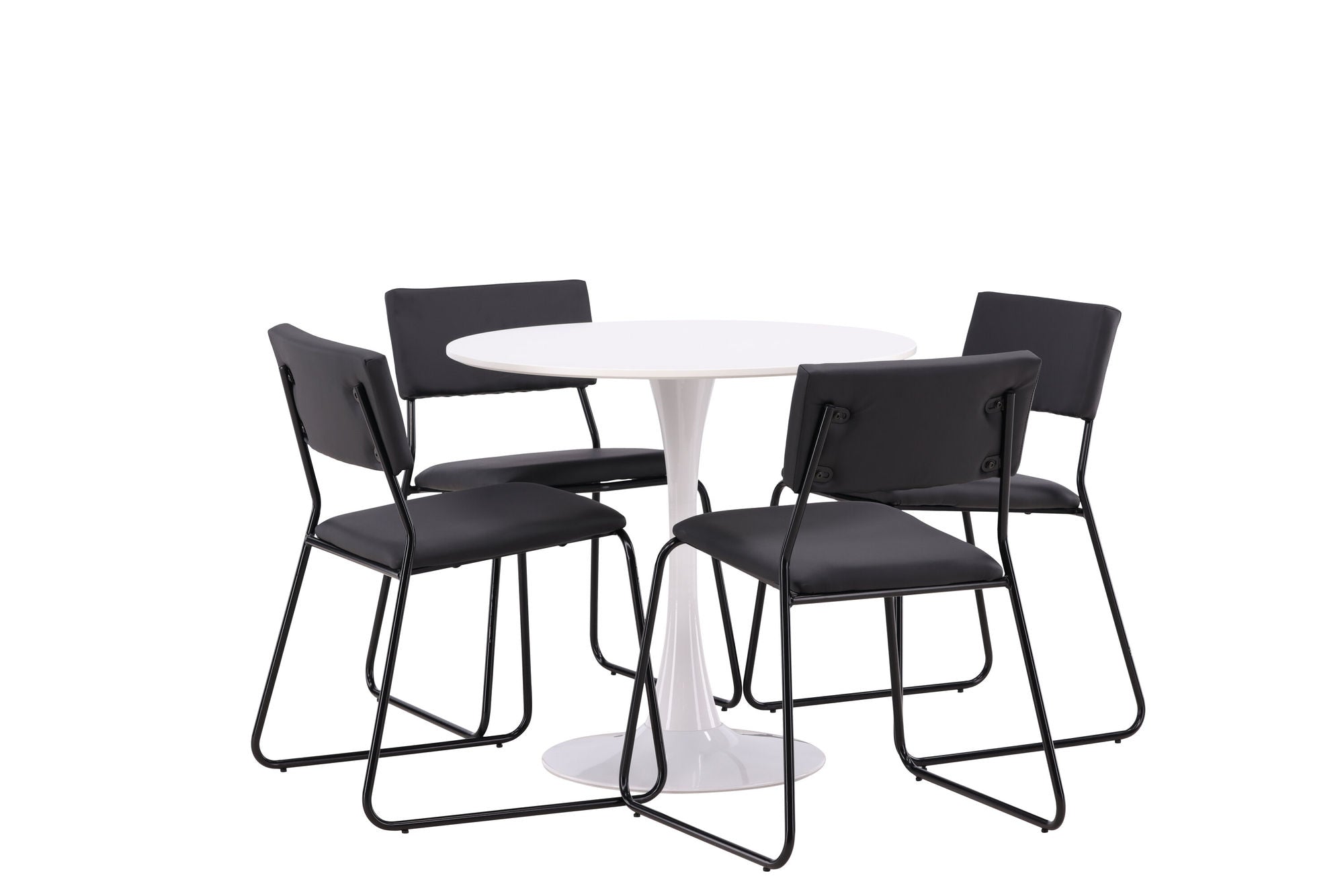 Venture Home Hamden spisebord - White MDF+Kenth stol - Black / Black PU_4
