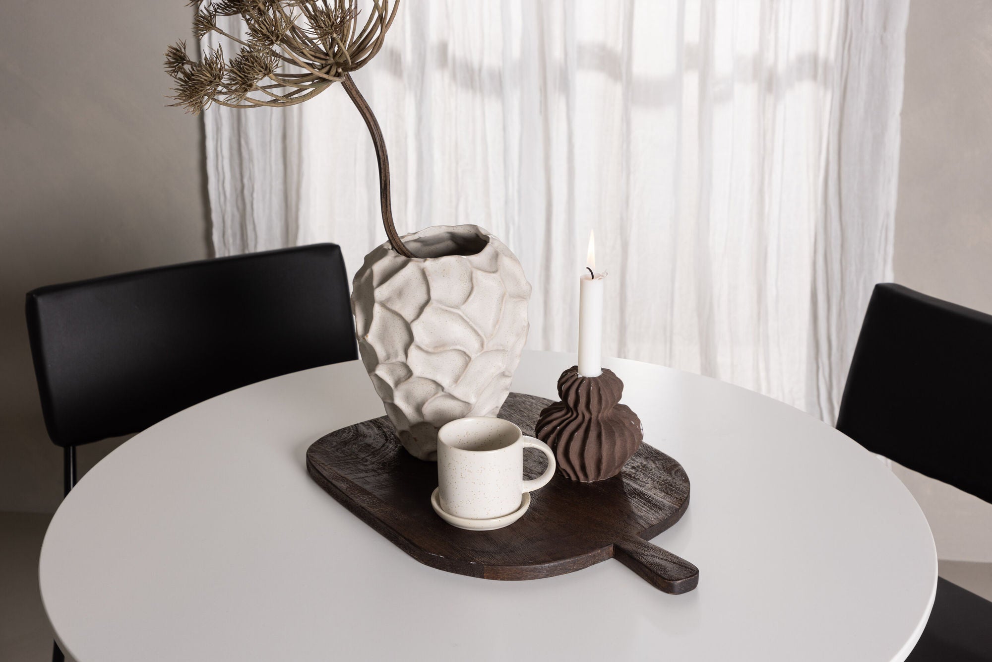 Venture Home Hamden spisebord - White MDF+Kenth stol - Black / Black PU_4