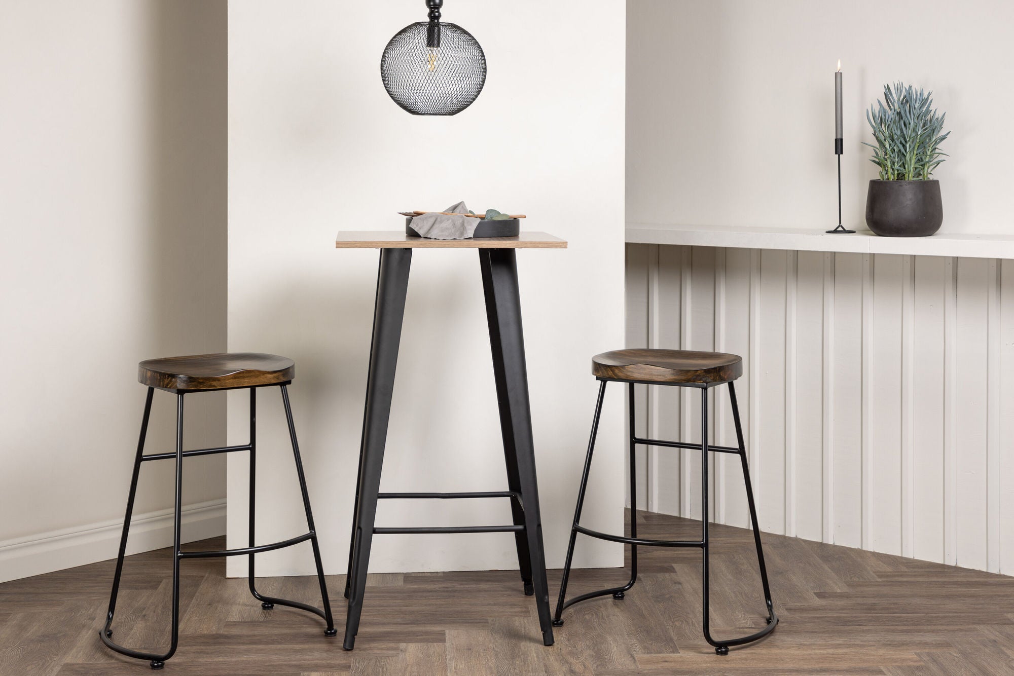 Venture Home Tempe Bar bord - Black / Nature MDF +Ozark Bar stol - Zinklook / Dark Walnut Wood _2